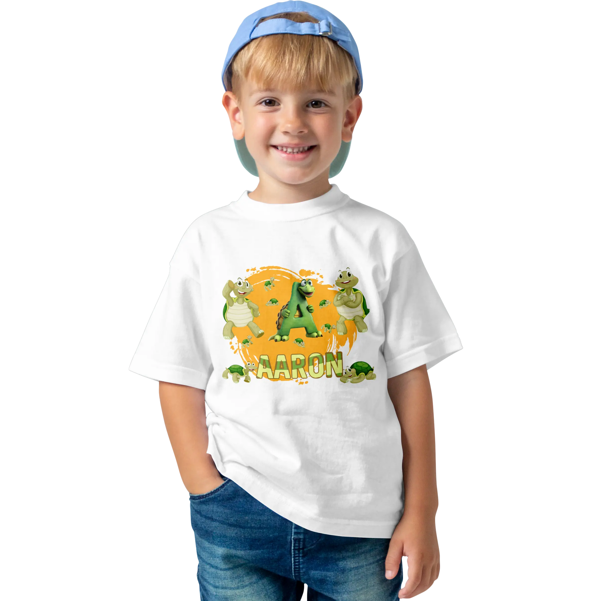 T-shirt personnalisé motif tortue debout - prénom et initiale - MiniLook