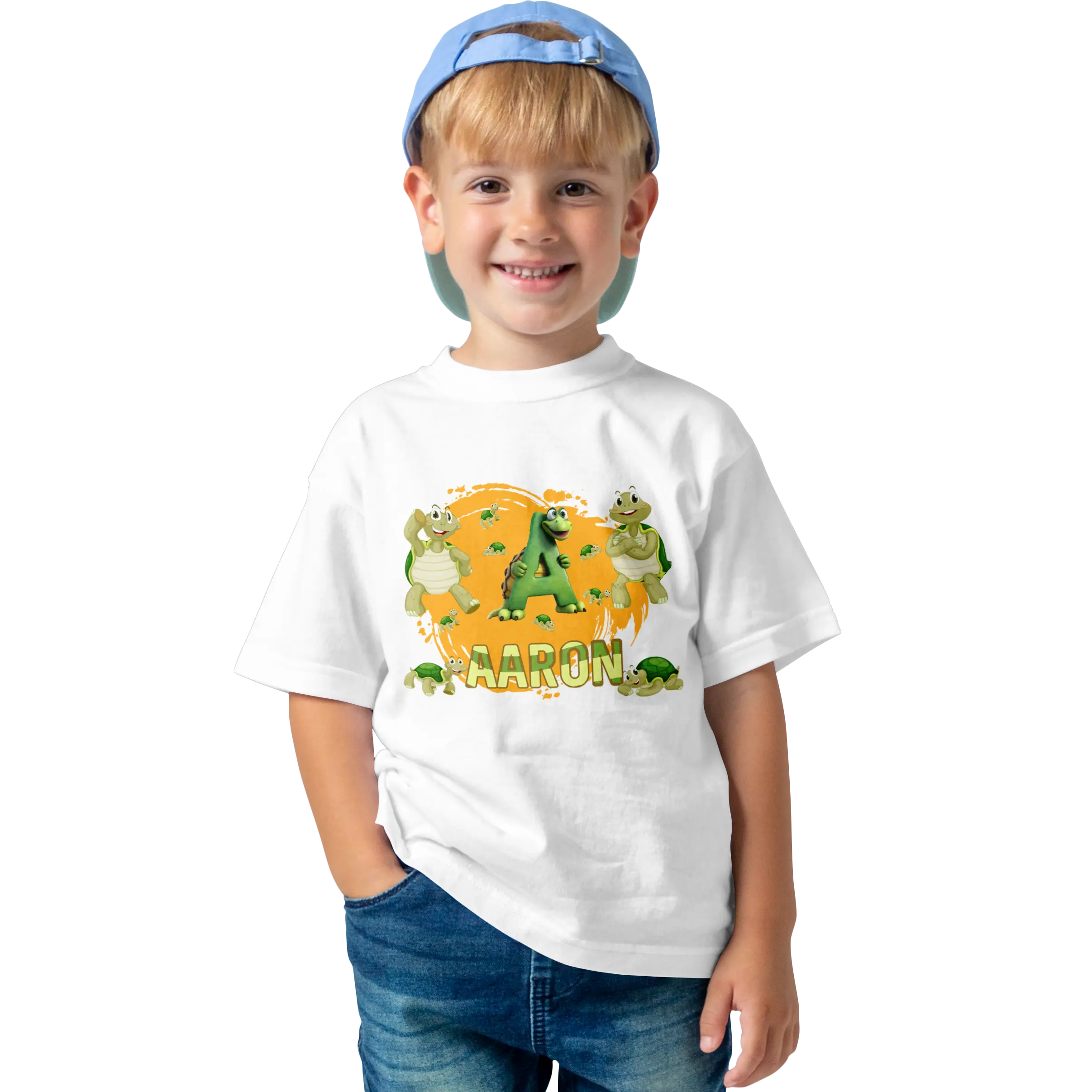 T-shirt personnalisé motif tortue debout - prénom et initiale - MiniLook