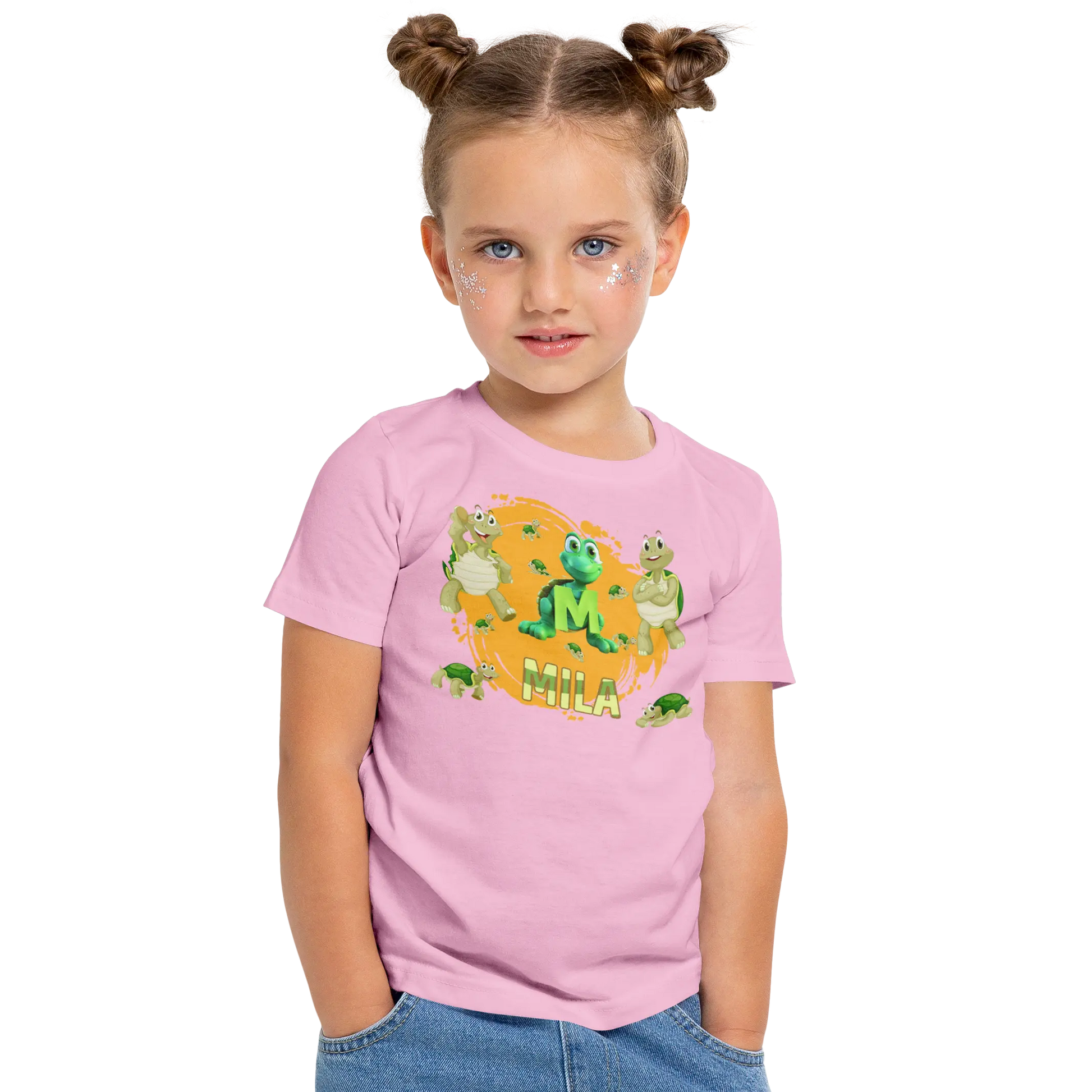 T-shirt personnalisé motif tortue debout pour Fille - prénom et initiale - MiniLook