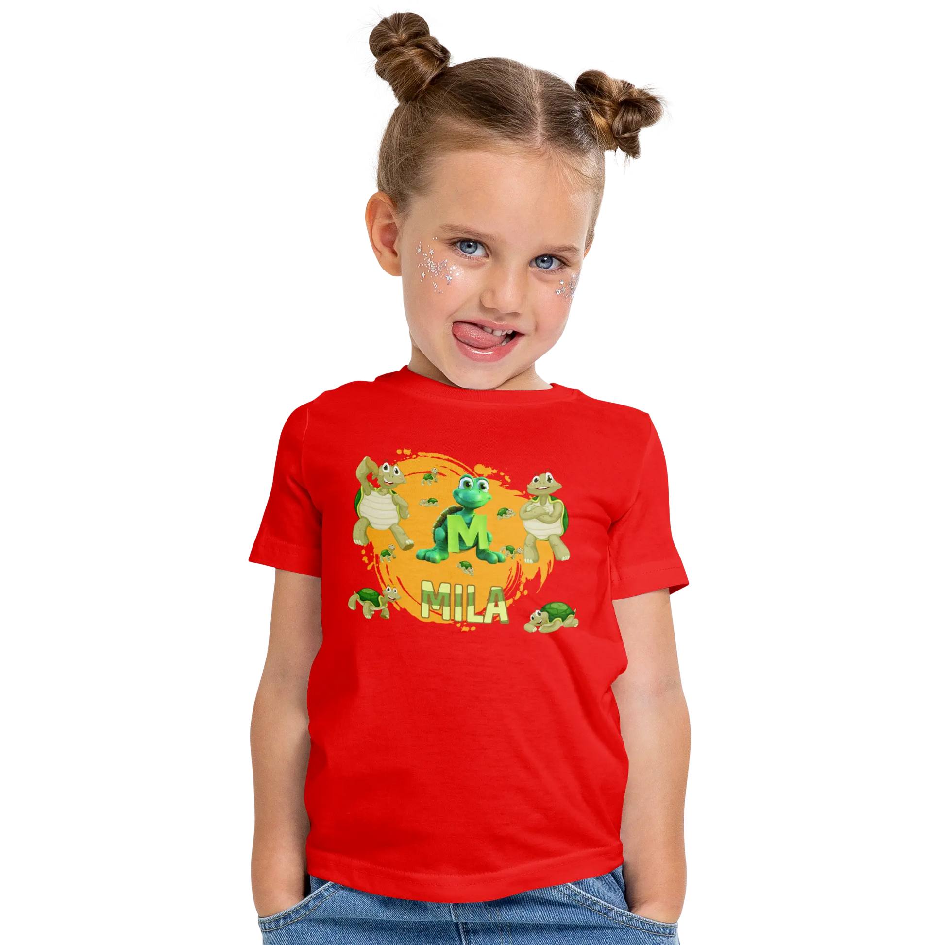 T-shirt personnalisé motif tortue debout pour Fille - prénom et initiale - MiniLook