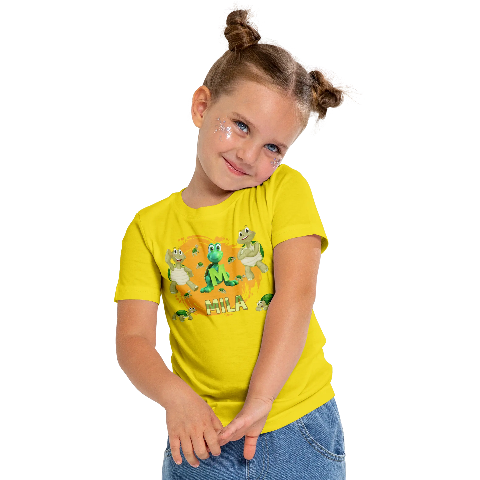 T-shirt personnalisé motif tortue debout pour Fille - prénom et initiale - MiniLook