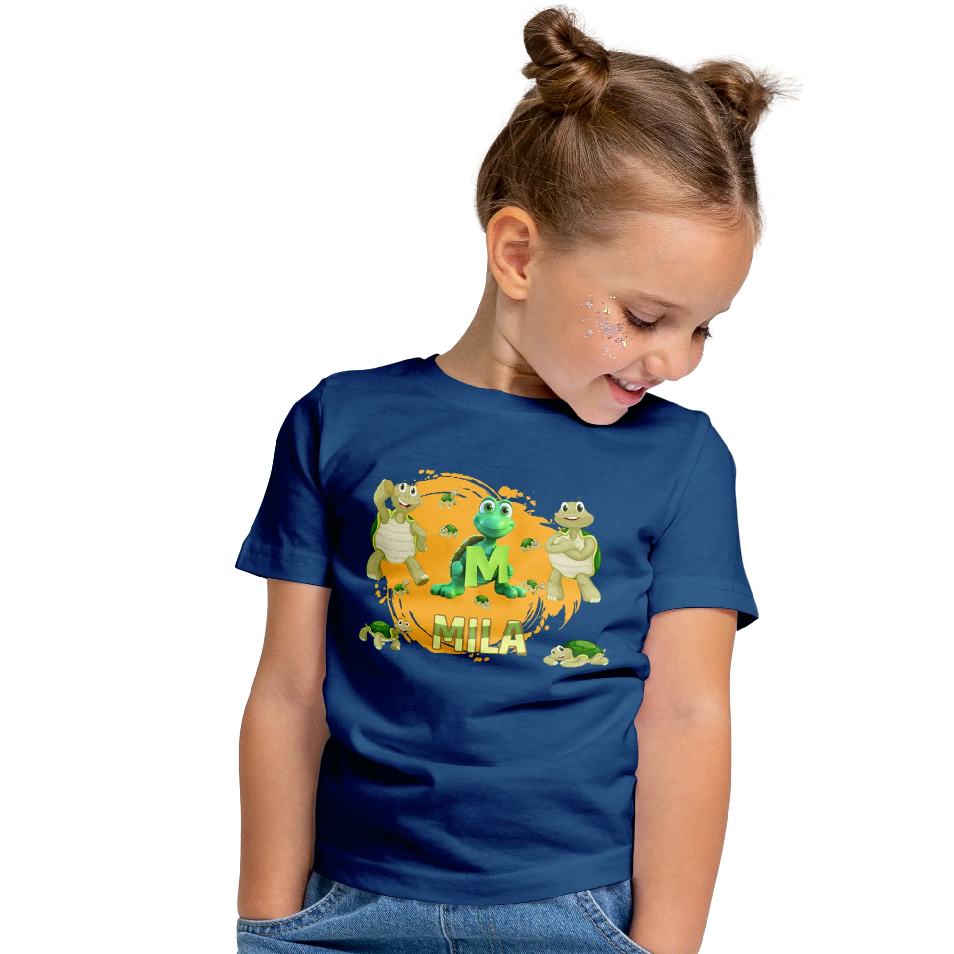 T-shirt personnalisé motif tortue debout pour Fille - prénom et initiale - MiniLook