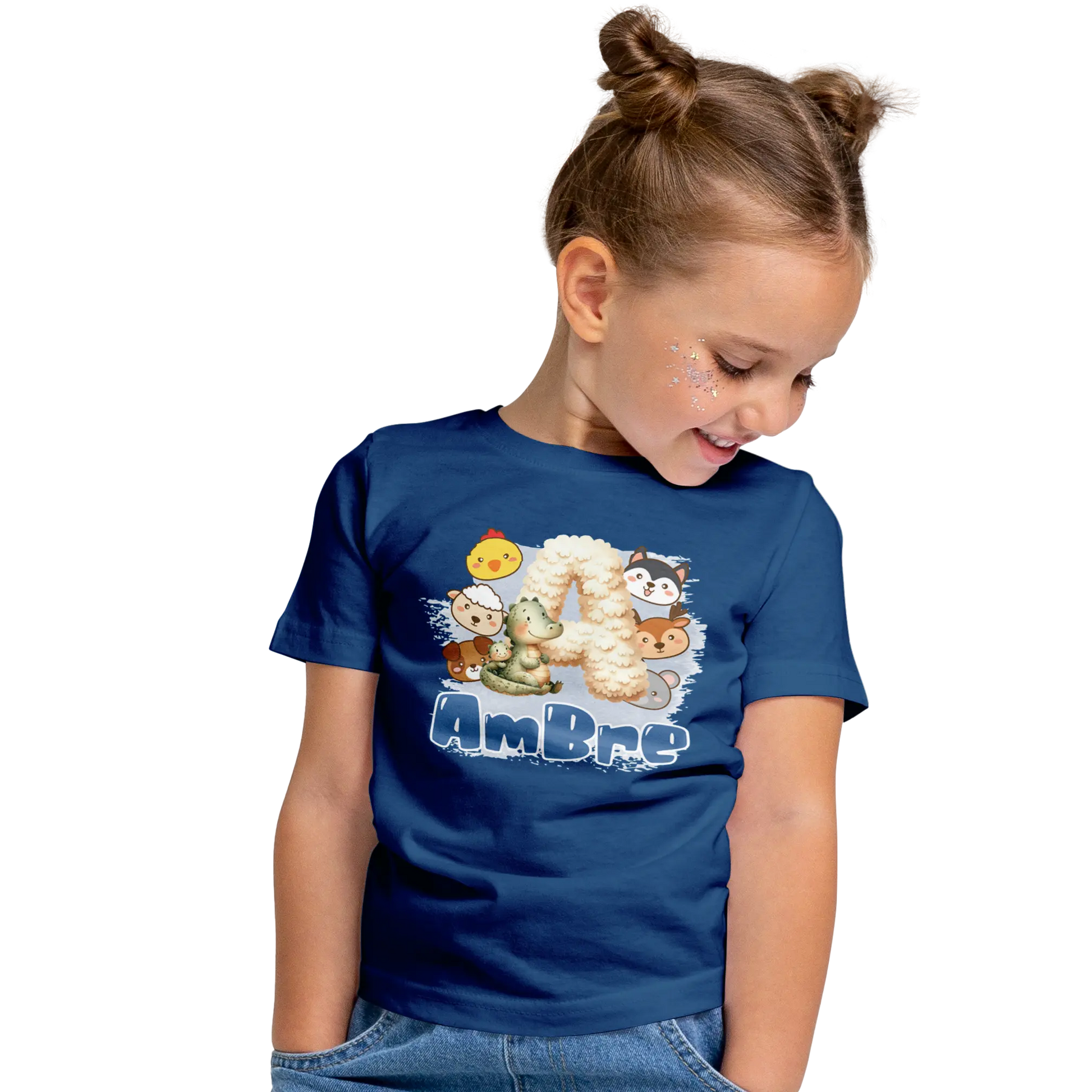 T-Shirt Personnalisé Bébé & Maman Animaux Visages d'animaux Pour Filles - Initiale & Prénom - MiniLook