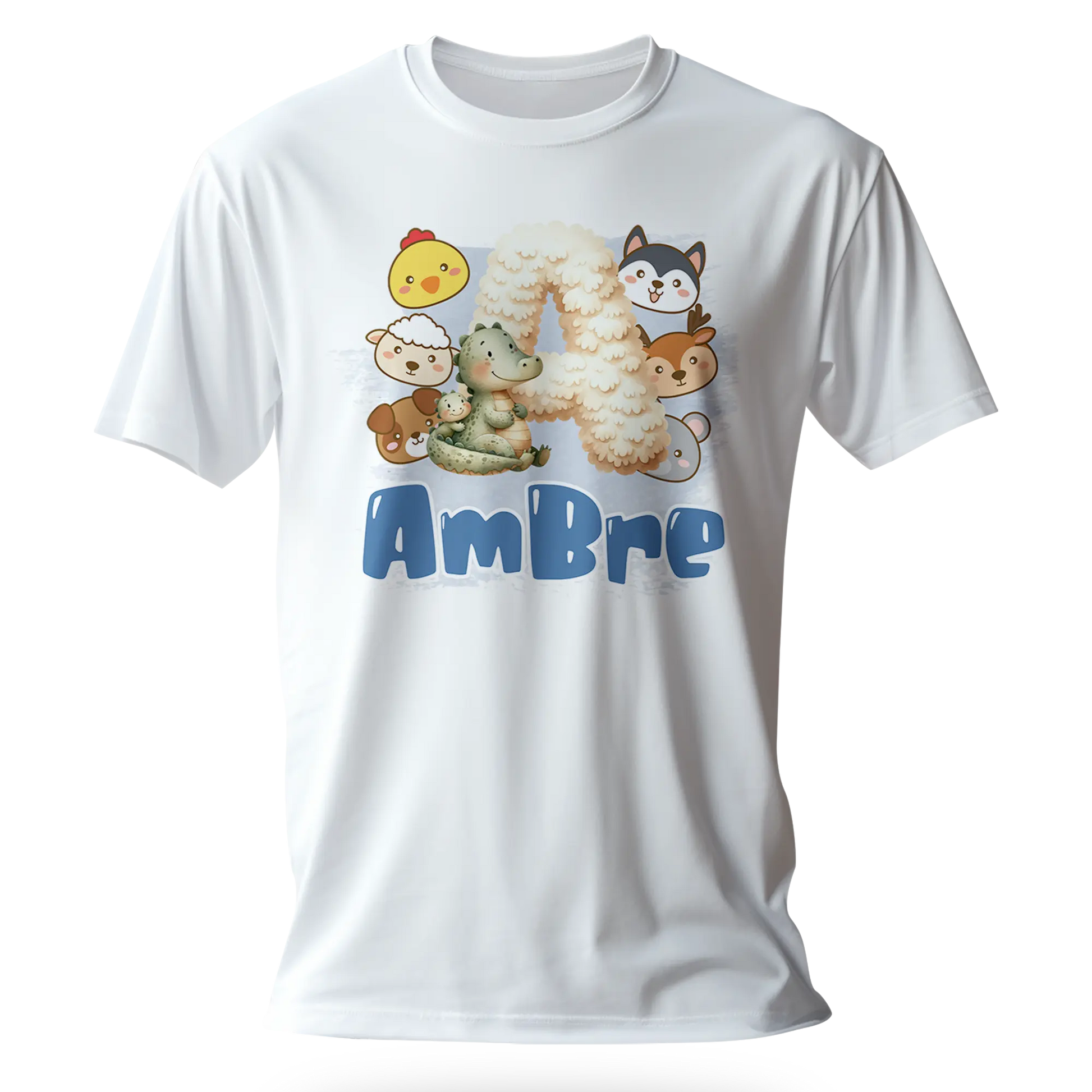 T-Shirt Personnalisé Bébé & Maman Animaux Visages d'animaux Pour Filles - Initiale & Prénom-MiniLook