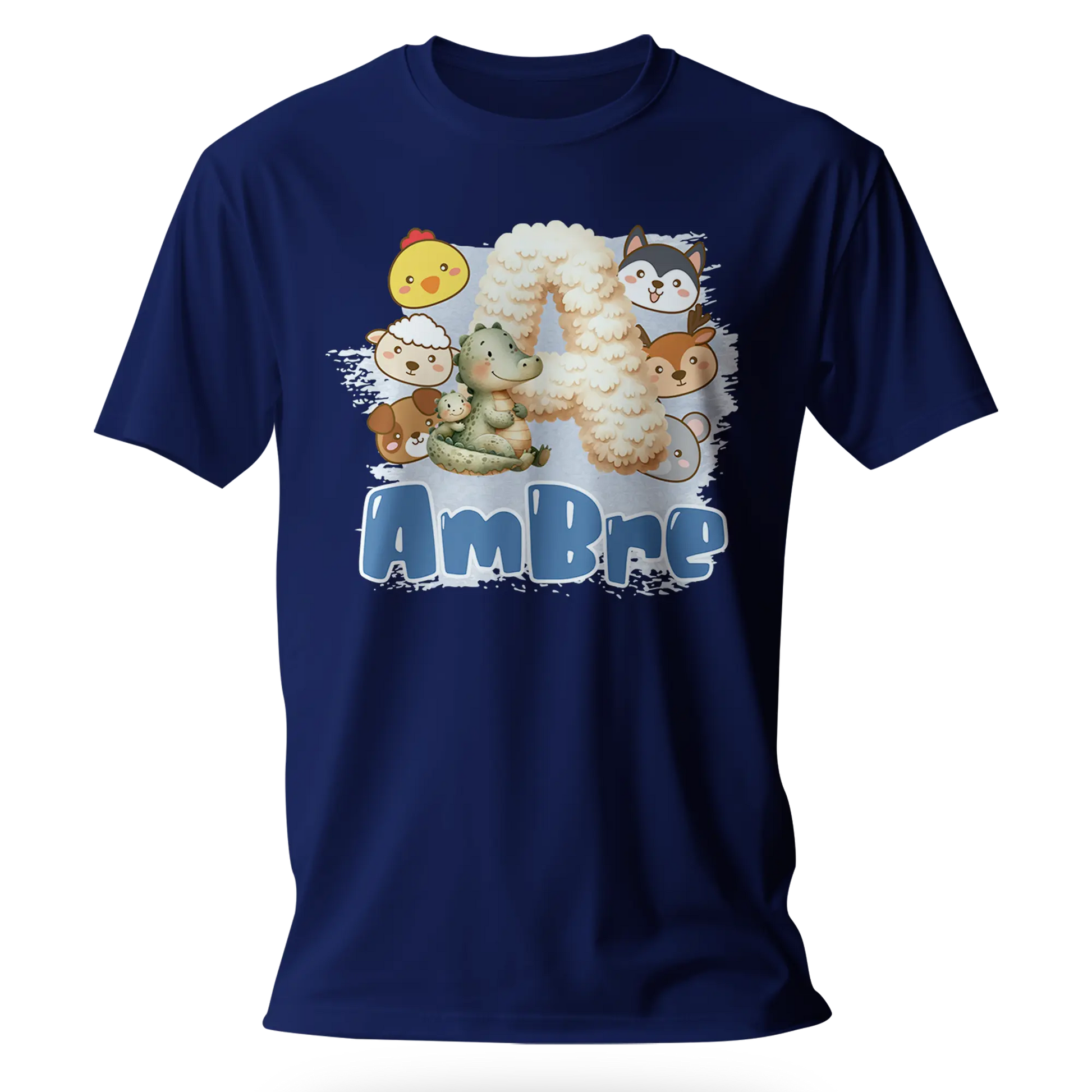 T-Shirt Personnalisé Bébé & Maman Animaux Visages d'animaux Pour Filles - Initiale & Prénom - MiniLook