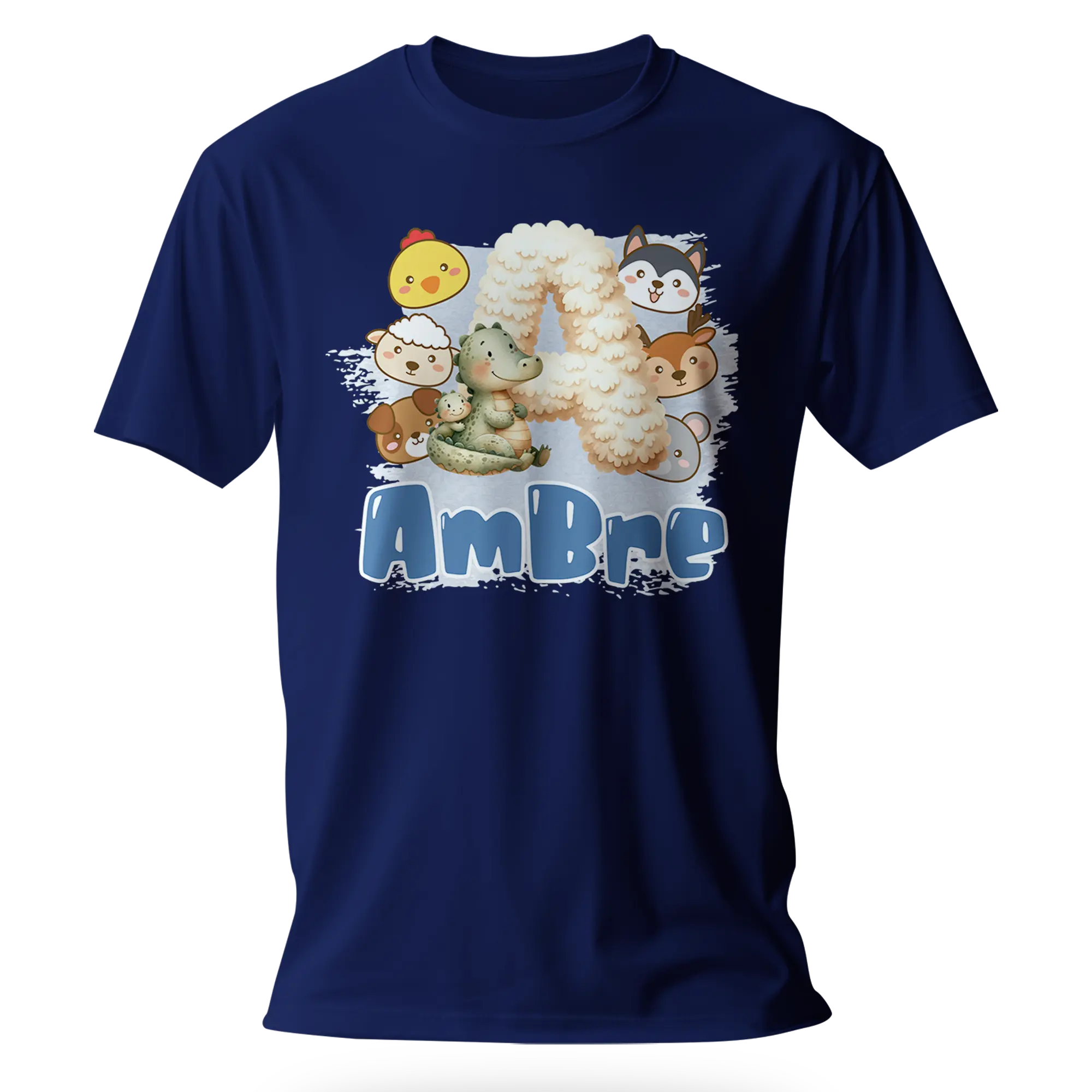 T-Shirt Personnalisé Bébé & Maman Animaux Visages d'animaux Pour Filles - Initiale & Prénom - MiniLook