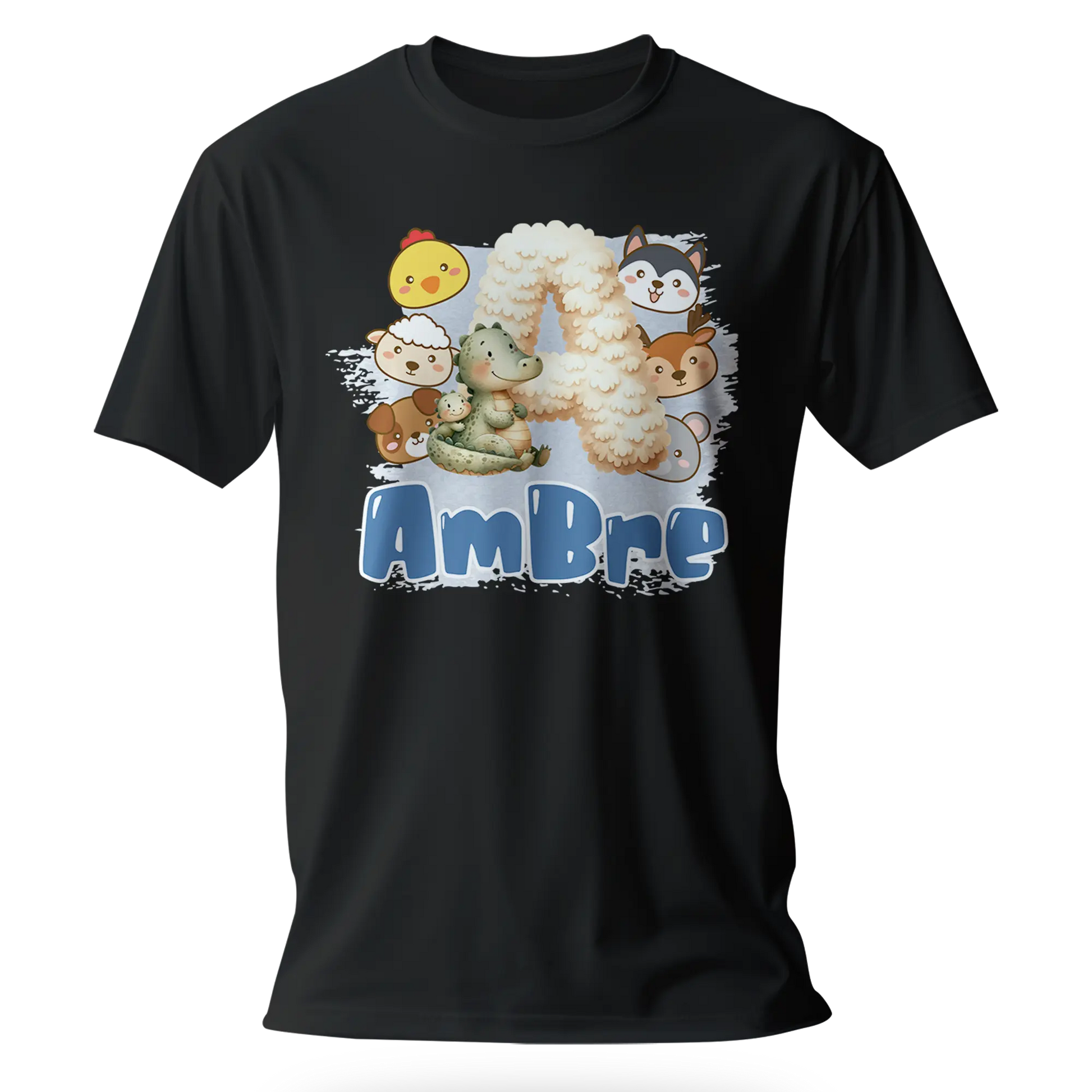 T-Shirt Personnalisé Bébé & Maman Animaux Visages d'animaux Pour Filles - Initiale & Prénom-MiniLook