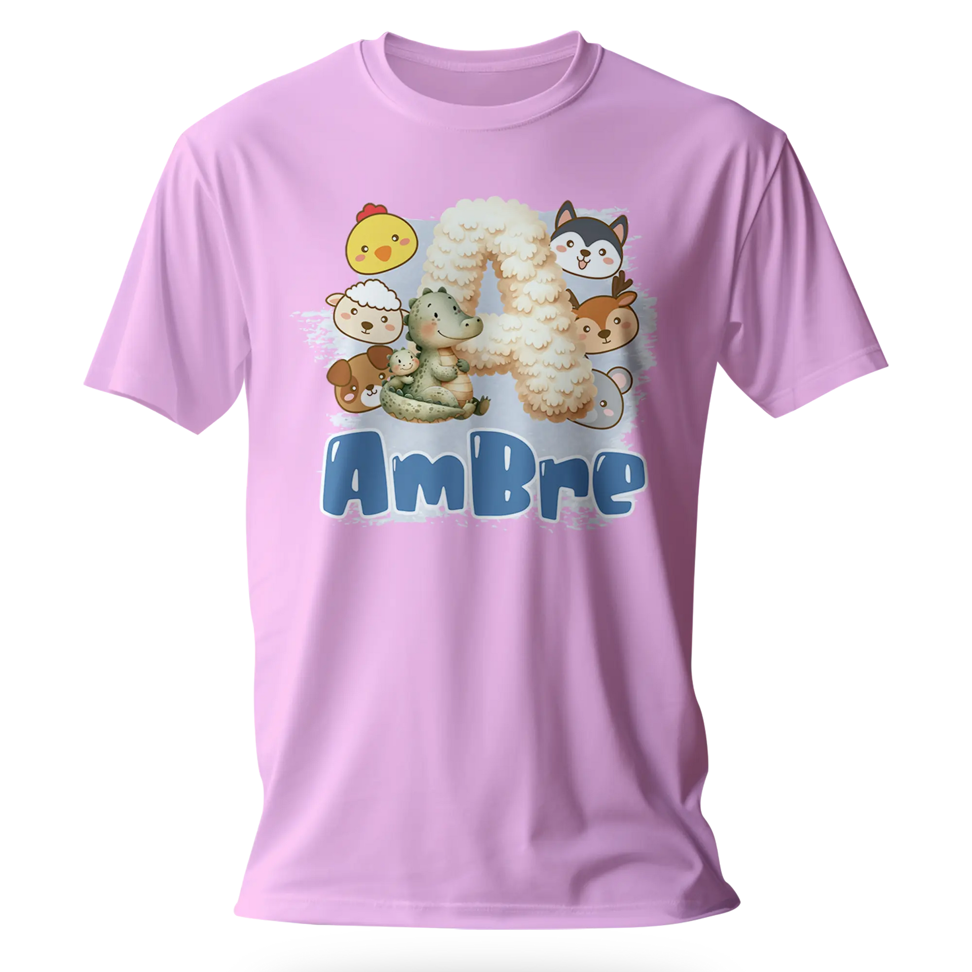 T-Shirt Personnalisé Bébé & Maman Animaux Visages d'animaux Pour Filles - Initiale & Prénom-MiniLook