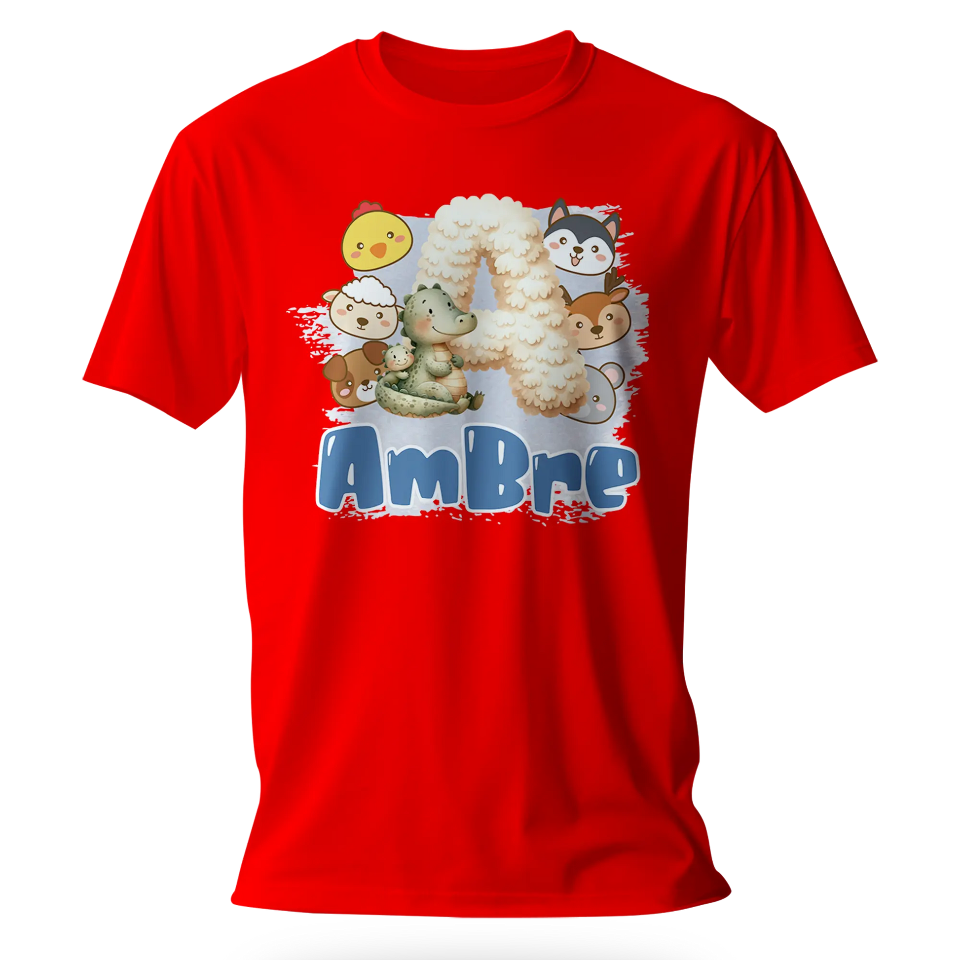 T-Shirt Personnalisé Bébé & Maman Animaux Visages d'animaux Pour Filles - Initiale & Prénom-MiniLook