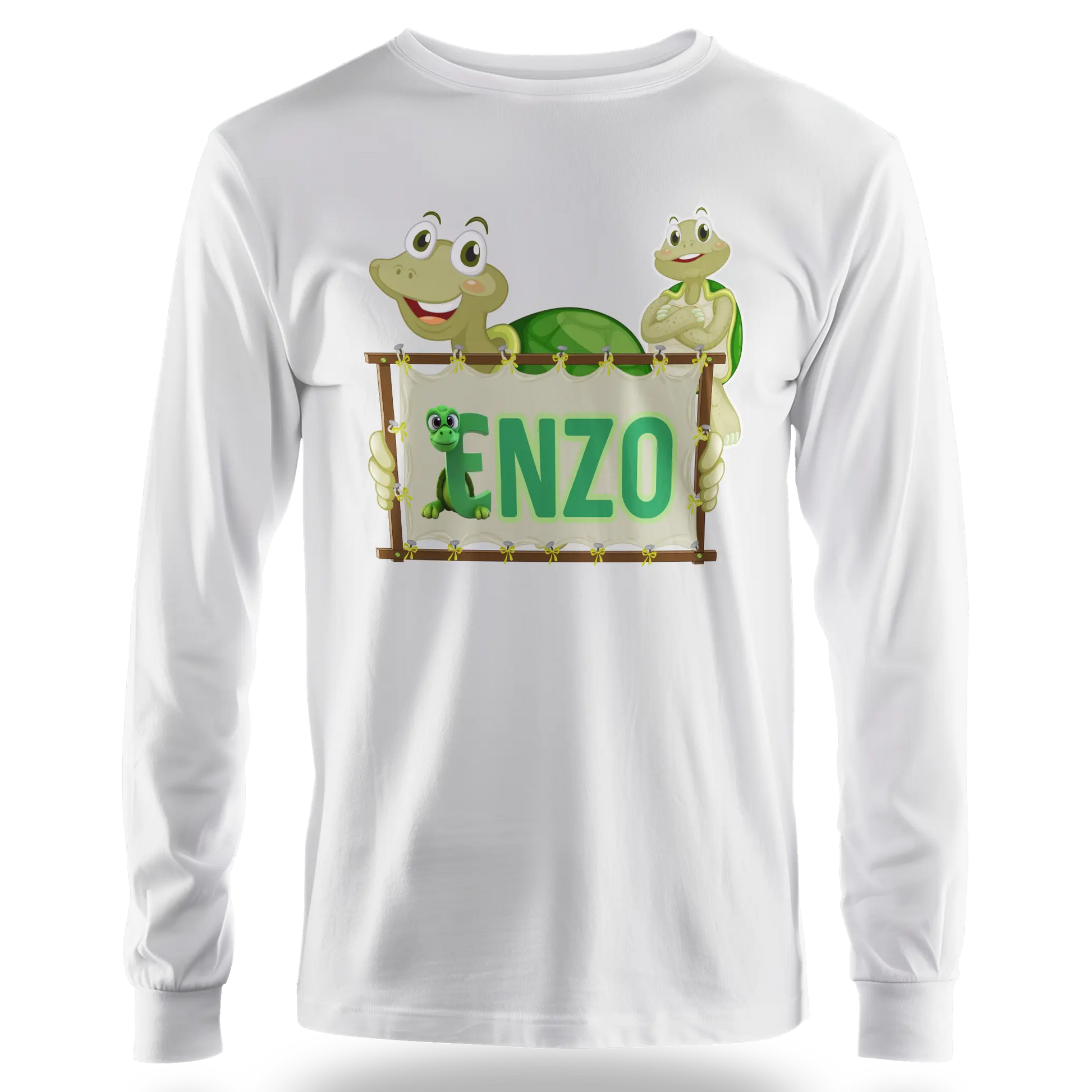 T-Shirt Personnalisé Tortue Montrant Nom Tricoté - Prénom pour Garçon - MiniLook