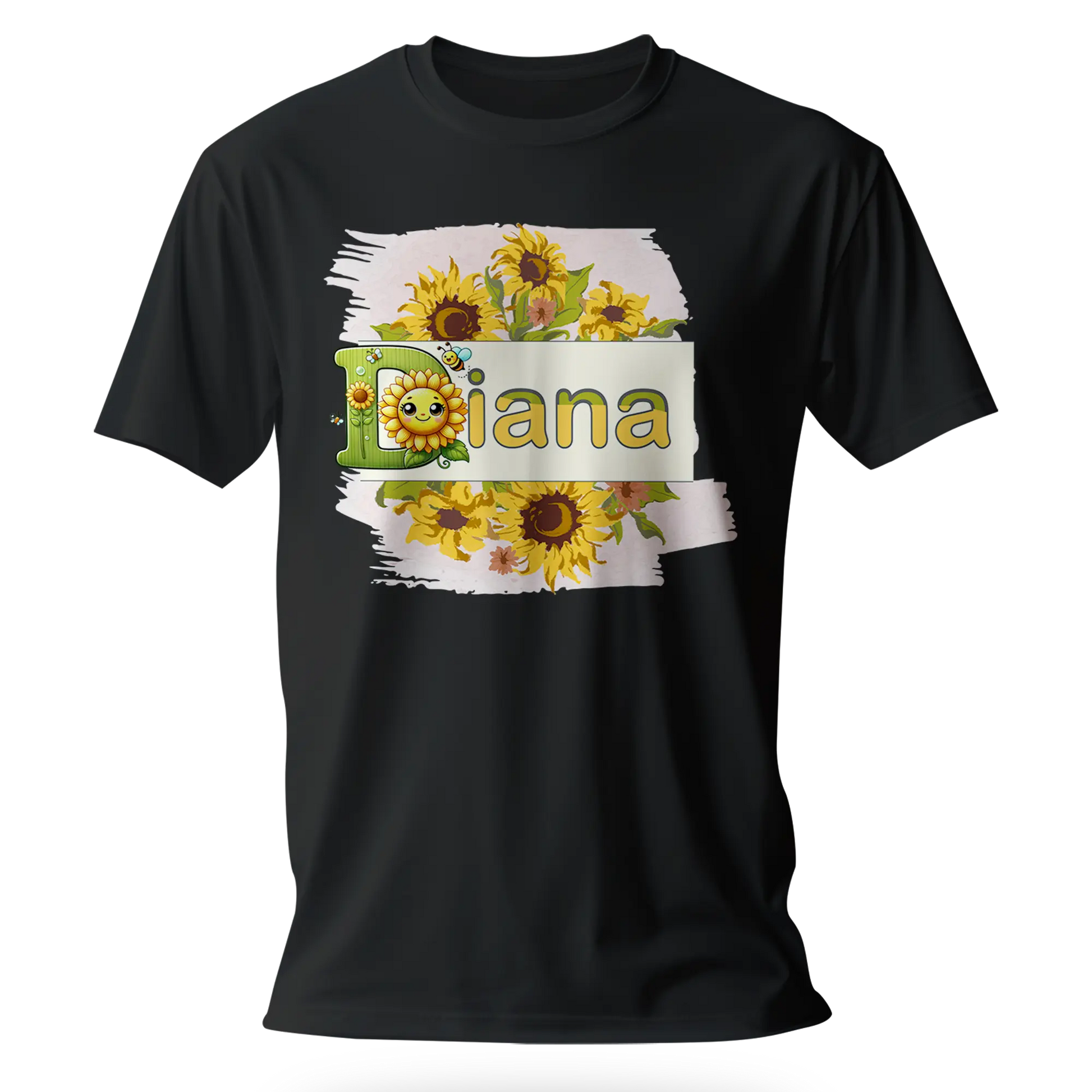 T-Shirt Personnalisé Motif Tournesols avec Visage - Prénom - MiniLook