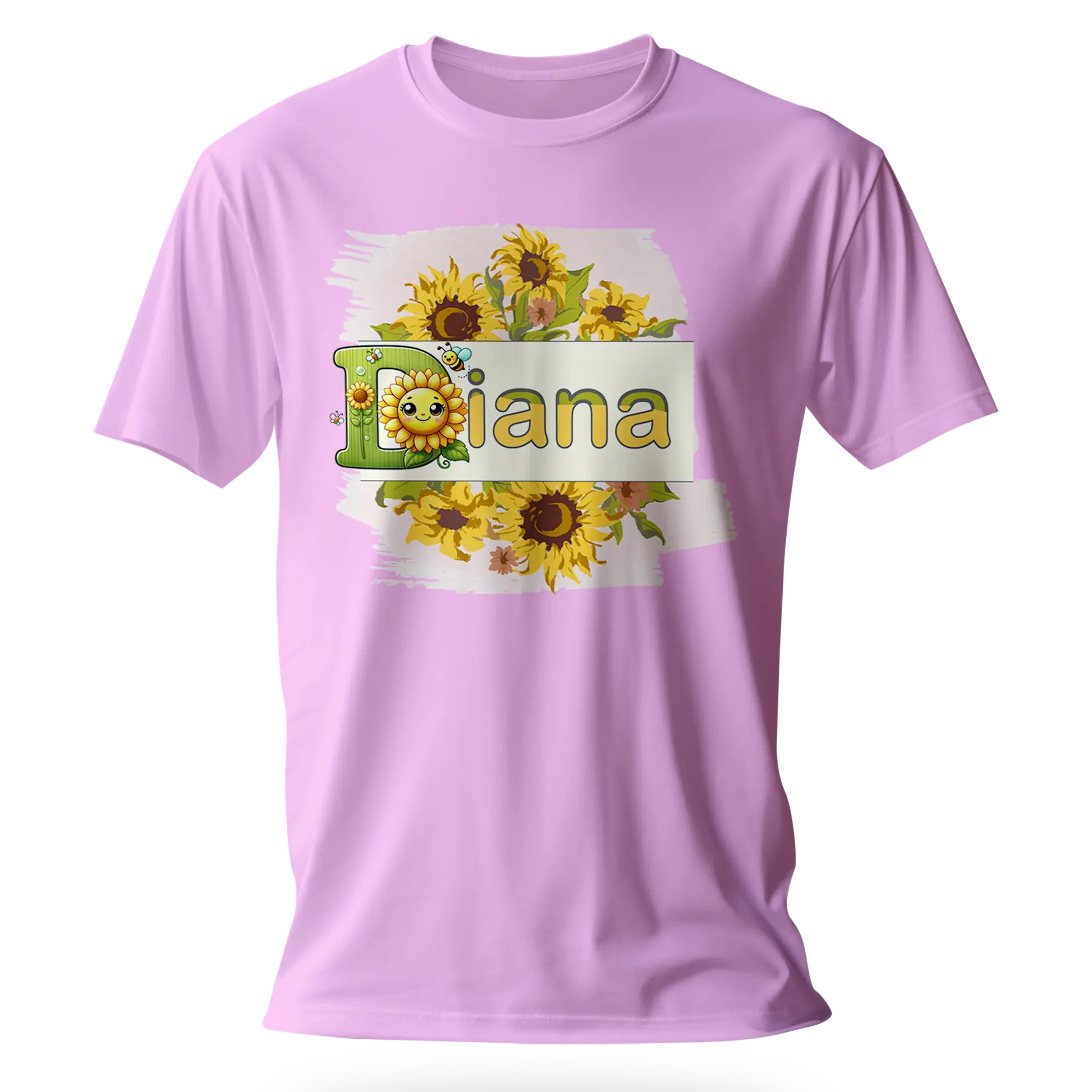 T-Shirt Personnalisé Motif Tournesols avec Visage - Prénom - MiniLook