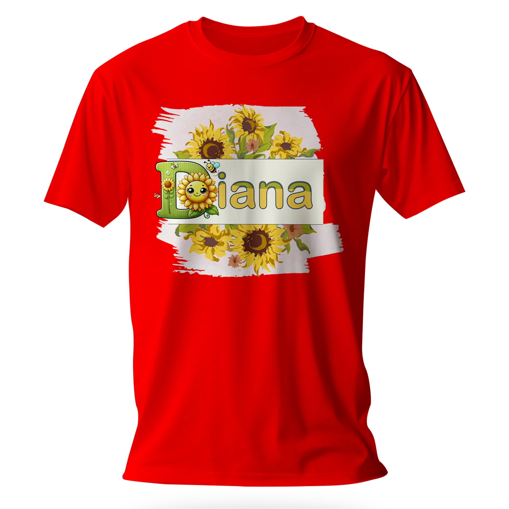 T-Shirt Personnalisé Motif Tournesols avec Visage - Prénom - MiniLook