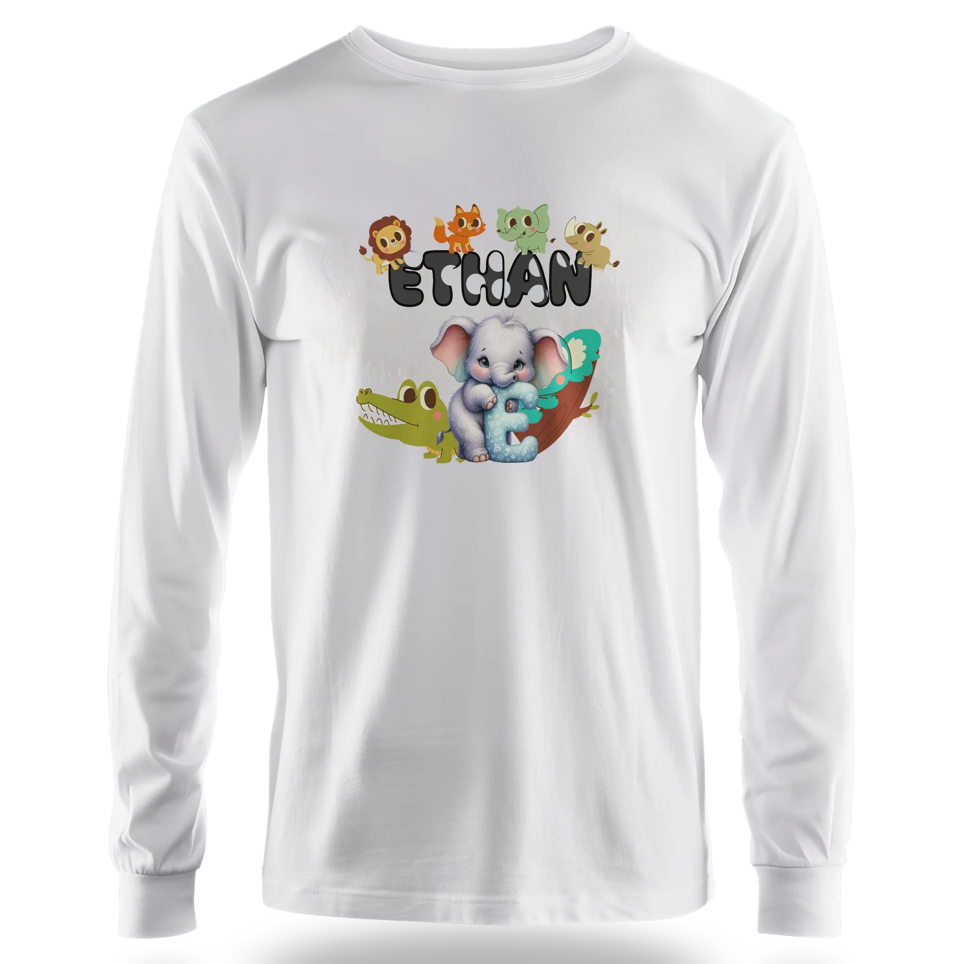 T-shirt personnalisé pour bébé motif animal et crocodile - Initiale et prénom - MiniLook