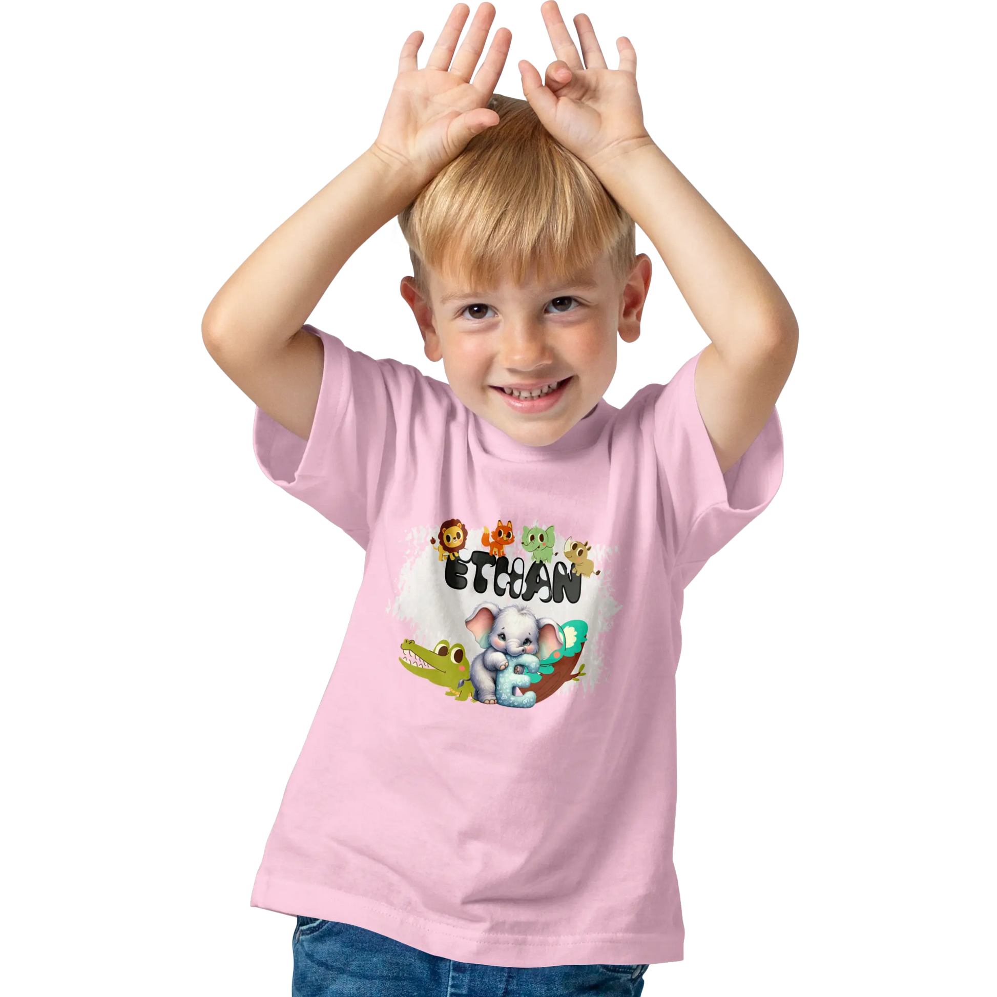 T-shirt personnalisé pour bébé motif animal et crocodile - Initiale et prénom - MiniLook