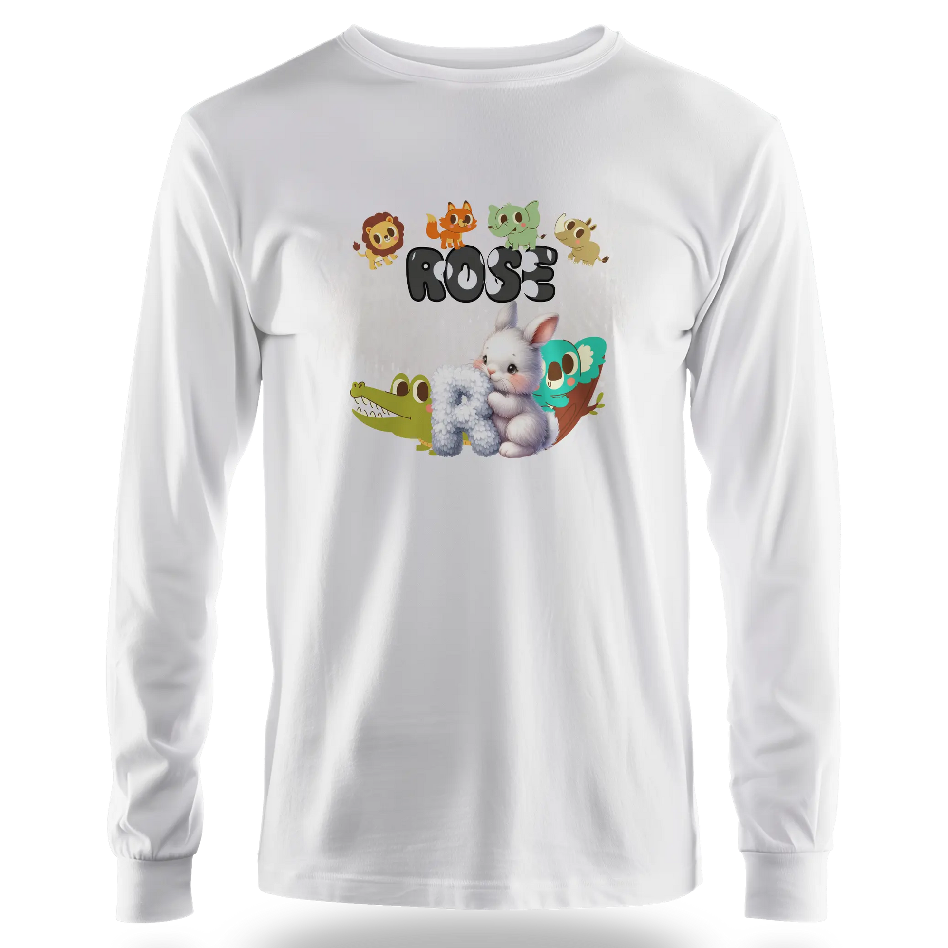 T-shirt personnalisé pour bébé motif animal et crocodile pour fille - Initiale et prénom - MiniLook