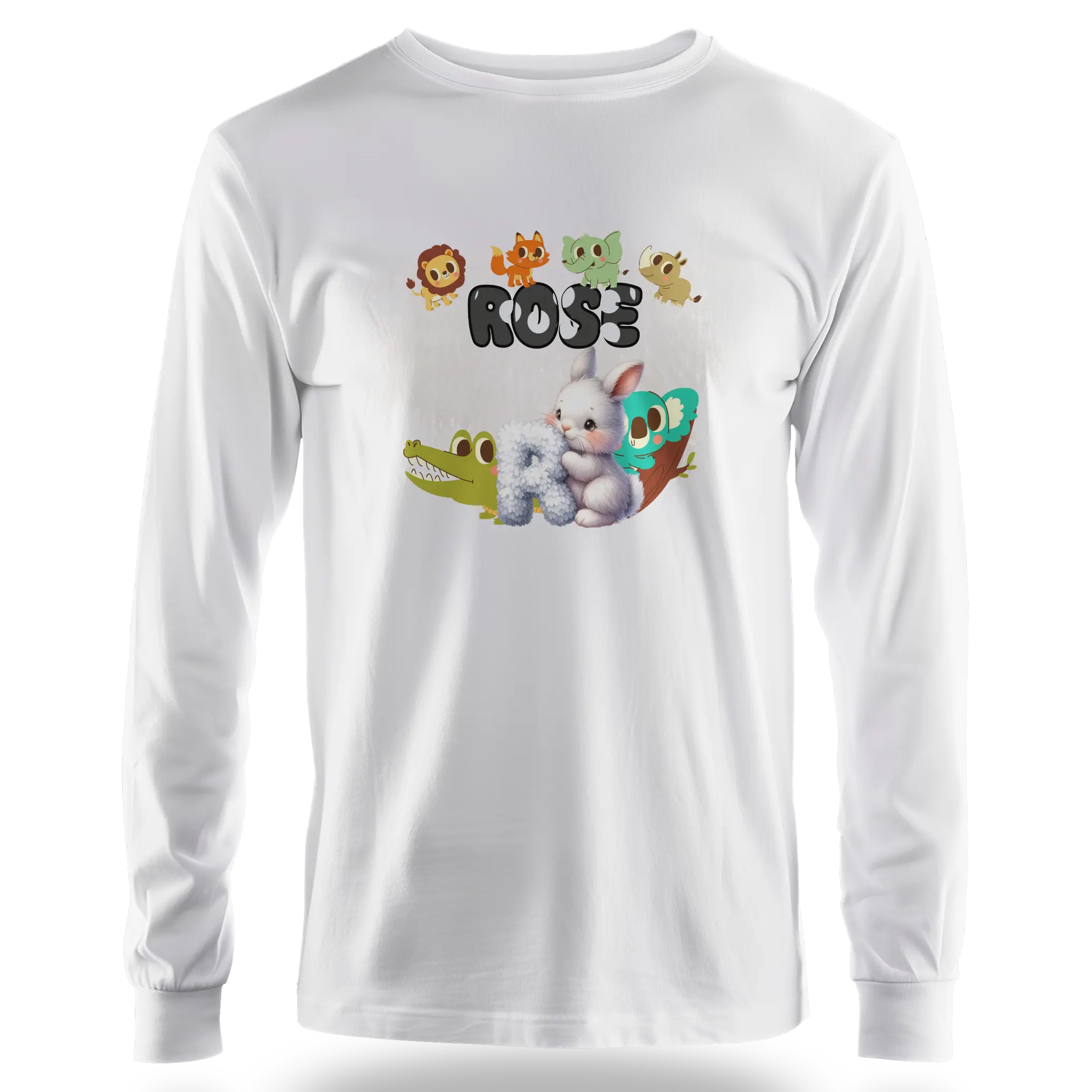 T-shirt personnalisé pour bébé motif animal et crocodile pour fille - Initiale et prénom - MiniLook