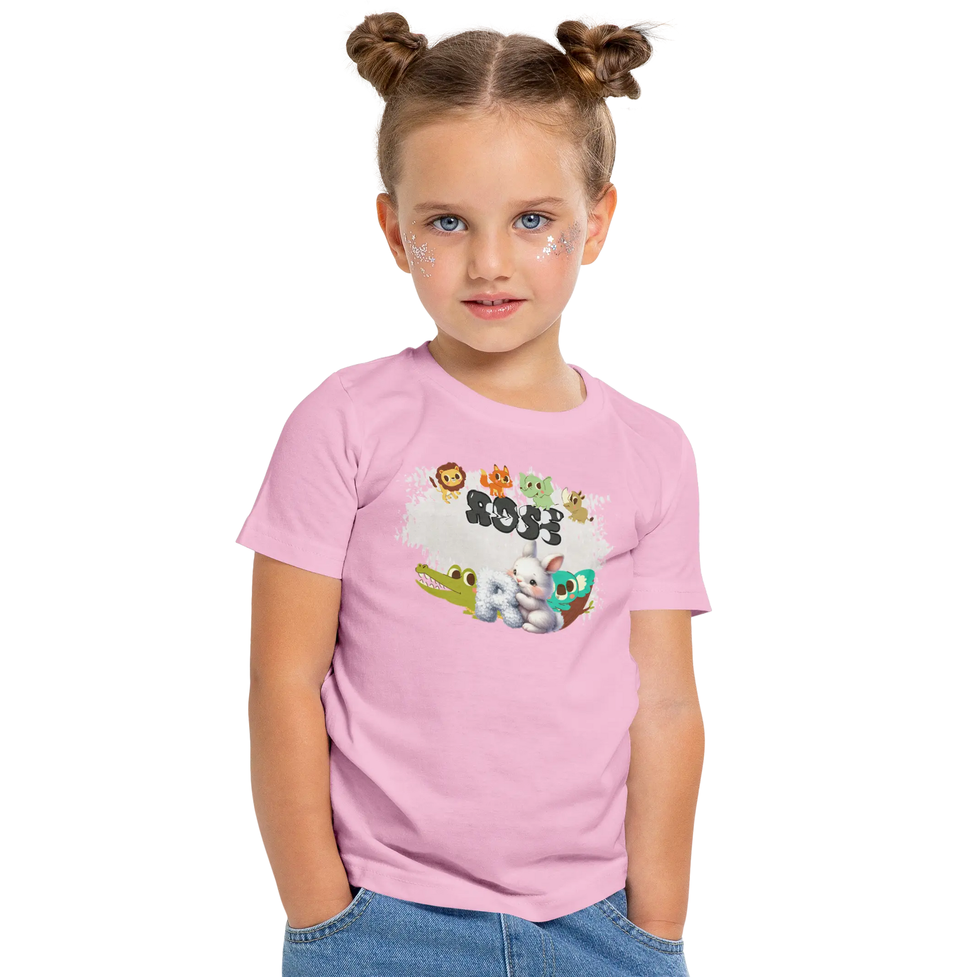 T-shirt personnalisé pour bébé motif animal et crocodile pour fille - Initiale et prénom - MiniLook