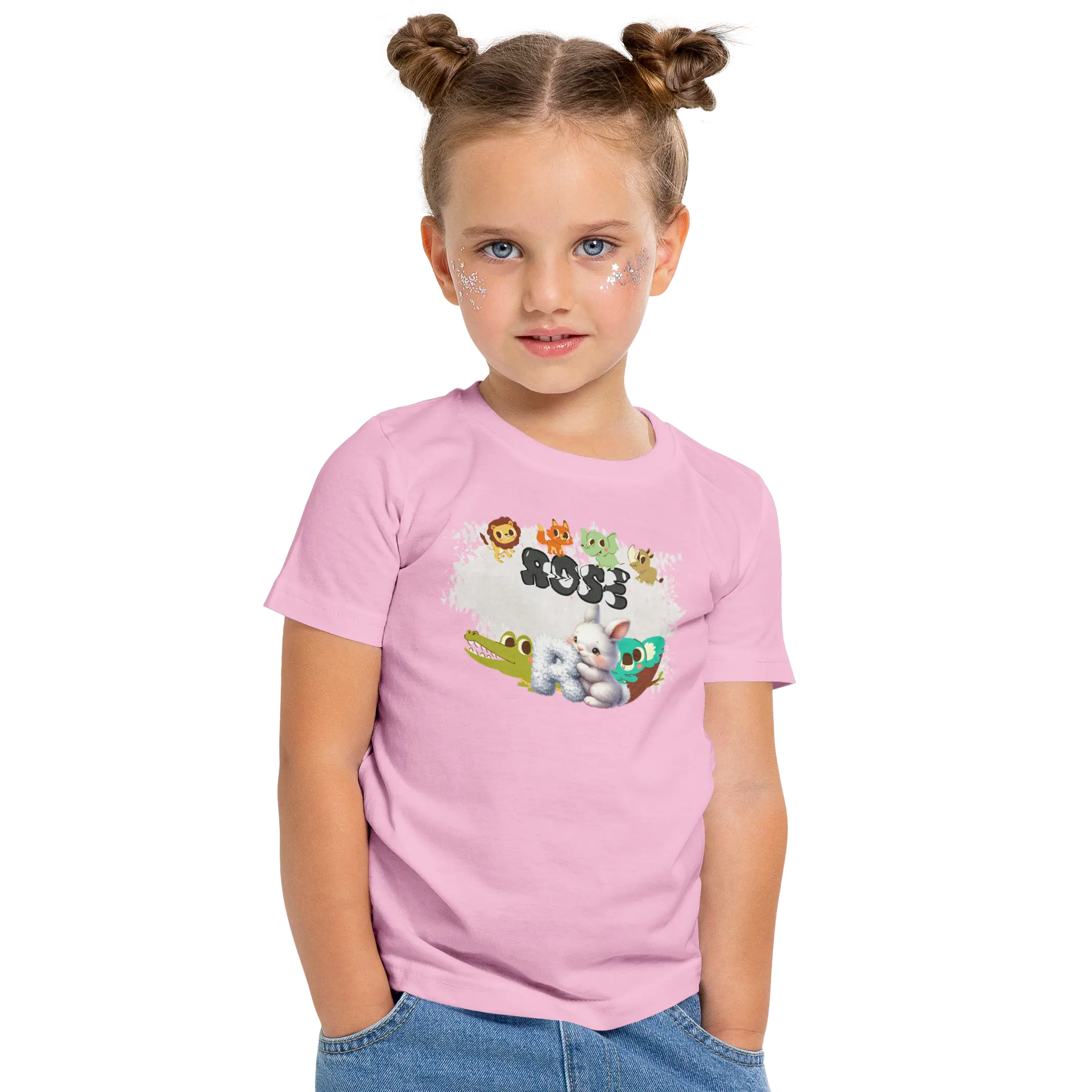 T-shirt personnalisé pour bébé motif animal et crocodile pour fille - Initiale et prénom - MiniLook