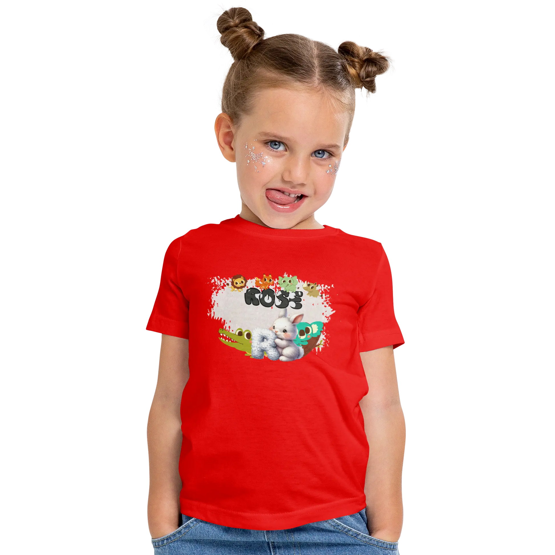 T-shirt personnalisé pour bébé motif animal et crocodile pour fille - Initiale et prénom - MiniLook