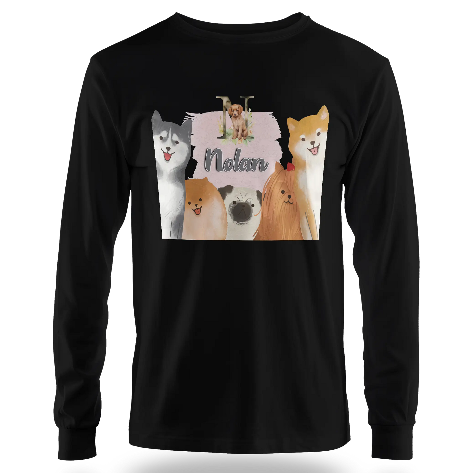 T-Shirt Personnalisé Chien & Chiot Souriant - Initiale et Prénom - MiniLook