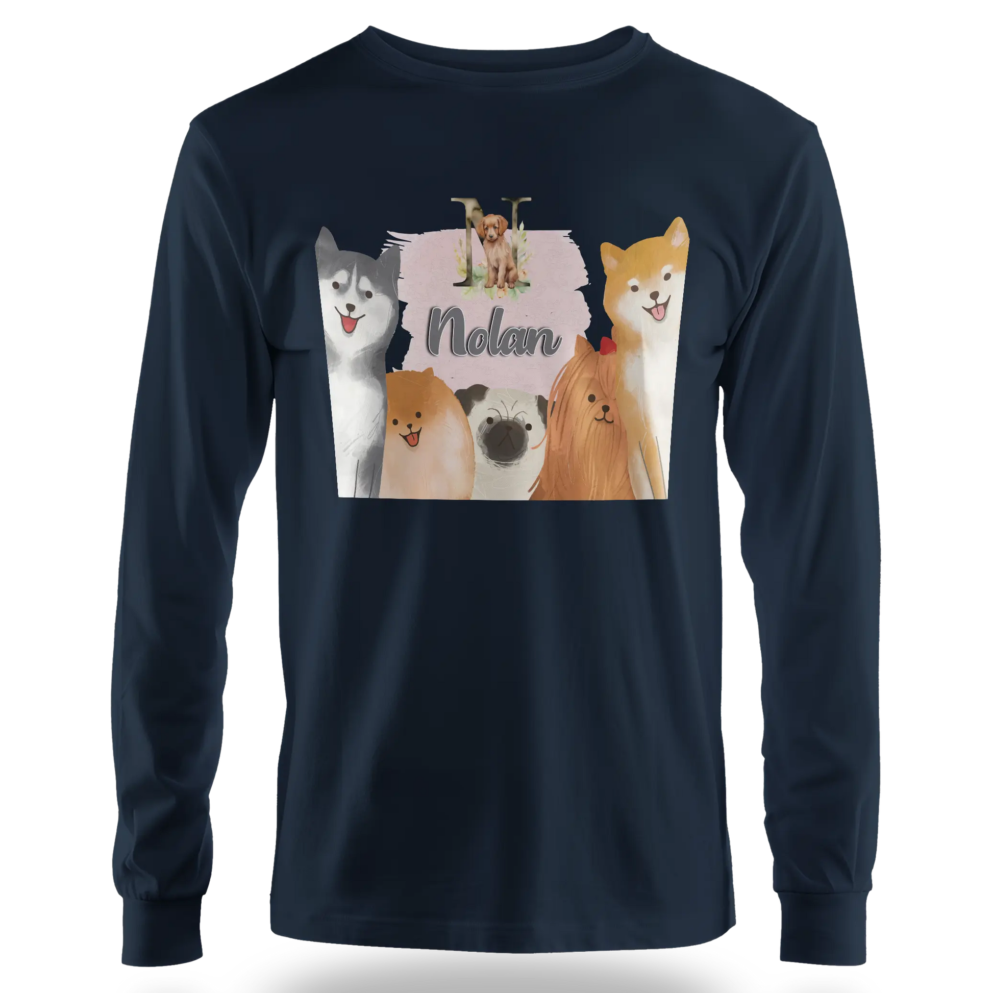 T-Shirt Personnalisé Chien & Chiot Souriant - Initiale et Prénom - MiniLook