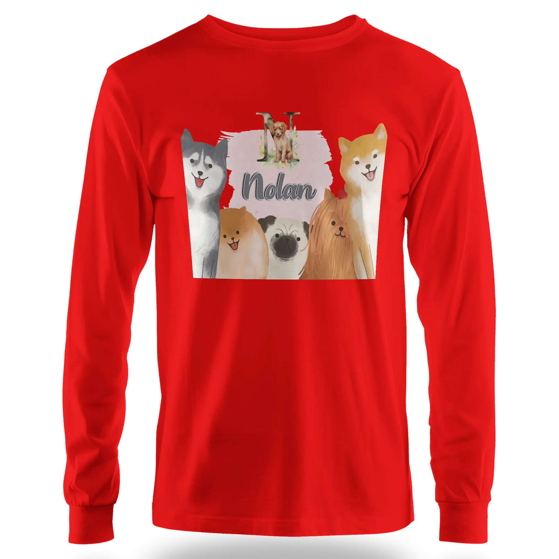 T-Shirt Personnalisé Chien & Chiot Souriant - Initiale et Prénom - MiniLook