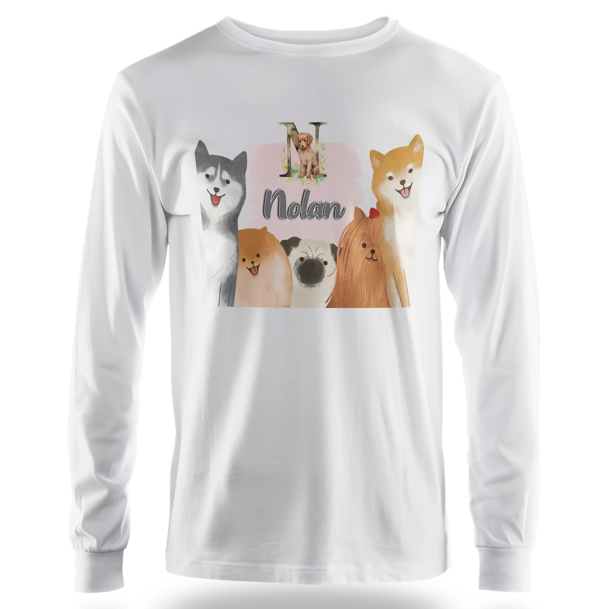 T-Shirt Personnalisé Chien & Chiot Souriant - Initiale et Prénom - MiniLook