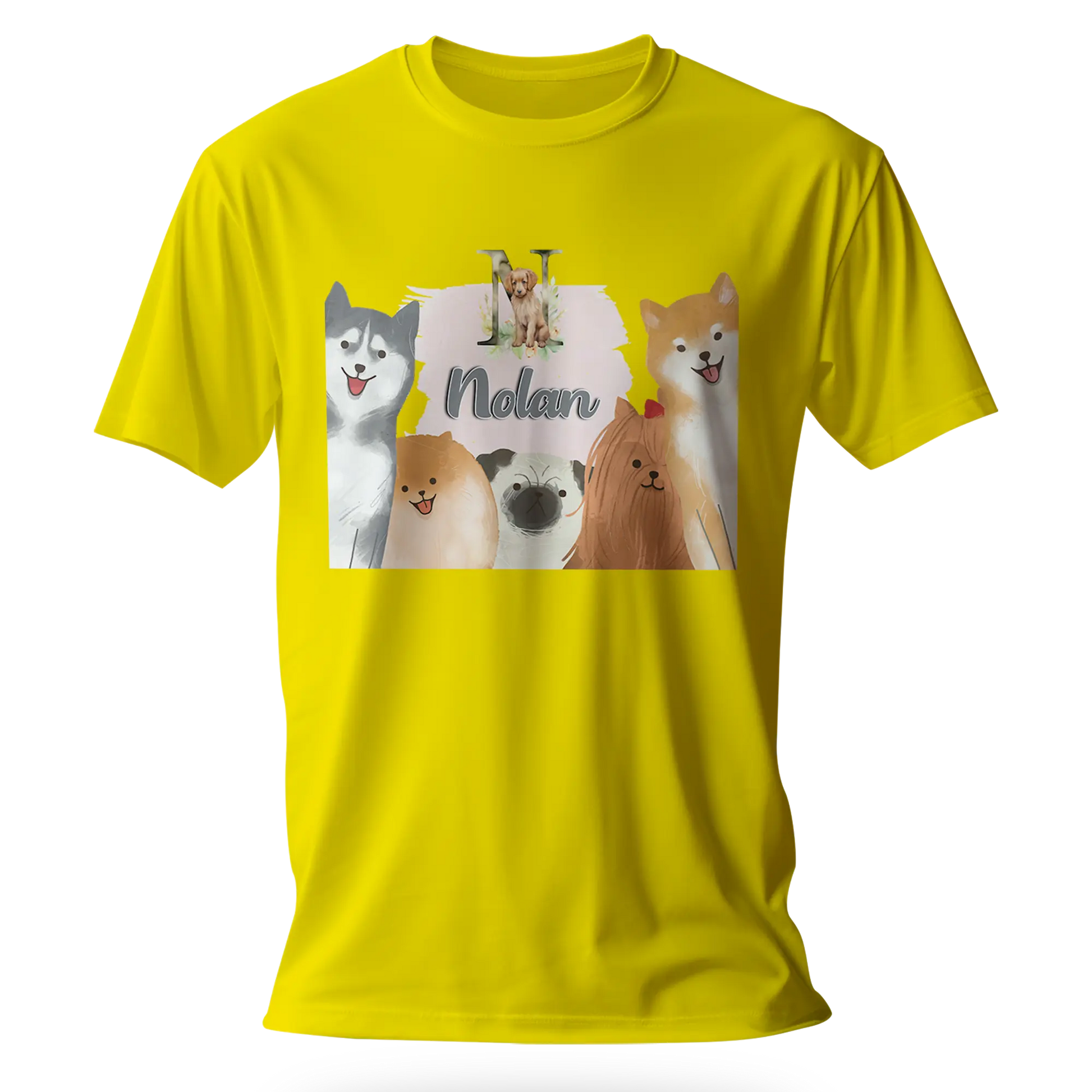 T-Shirt Personnalisé Chien & Chiot Souriant - Initiale et Prénom - MiniLook