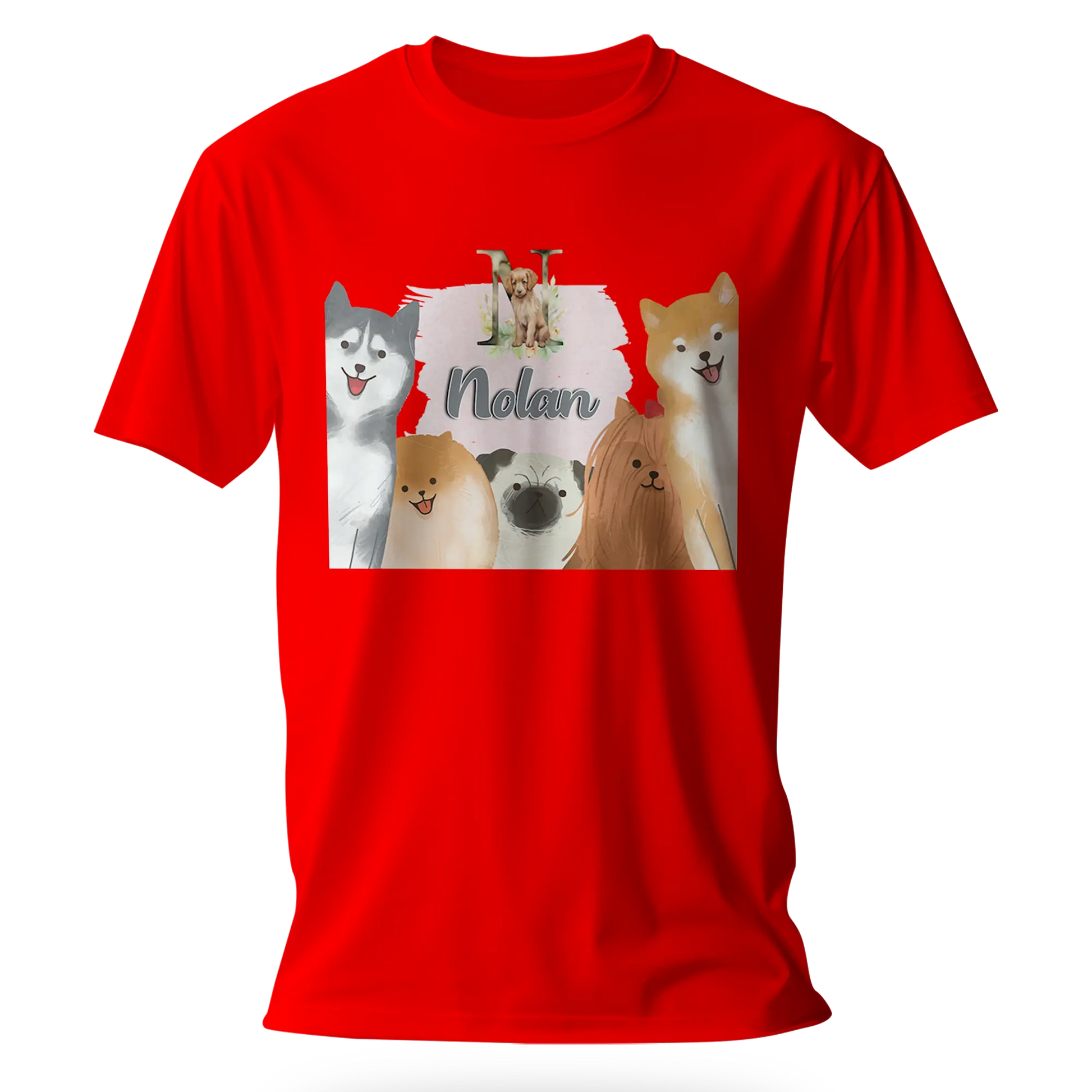 T-Shirt Personnalisé Chien & Chiot Souriant - Initiale et Prénom - MiniLook