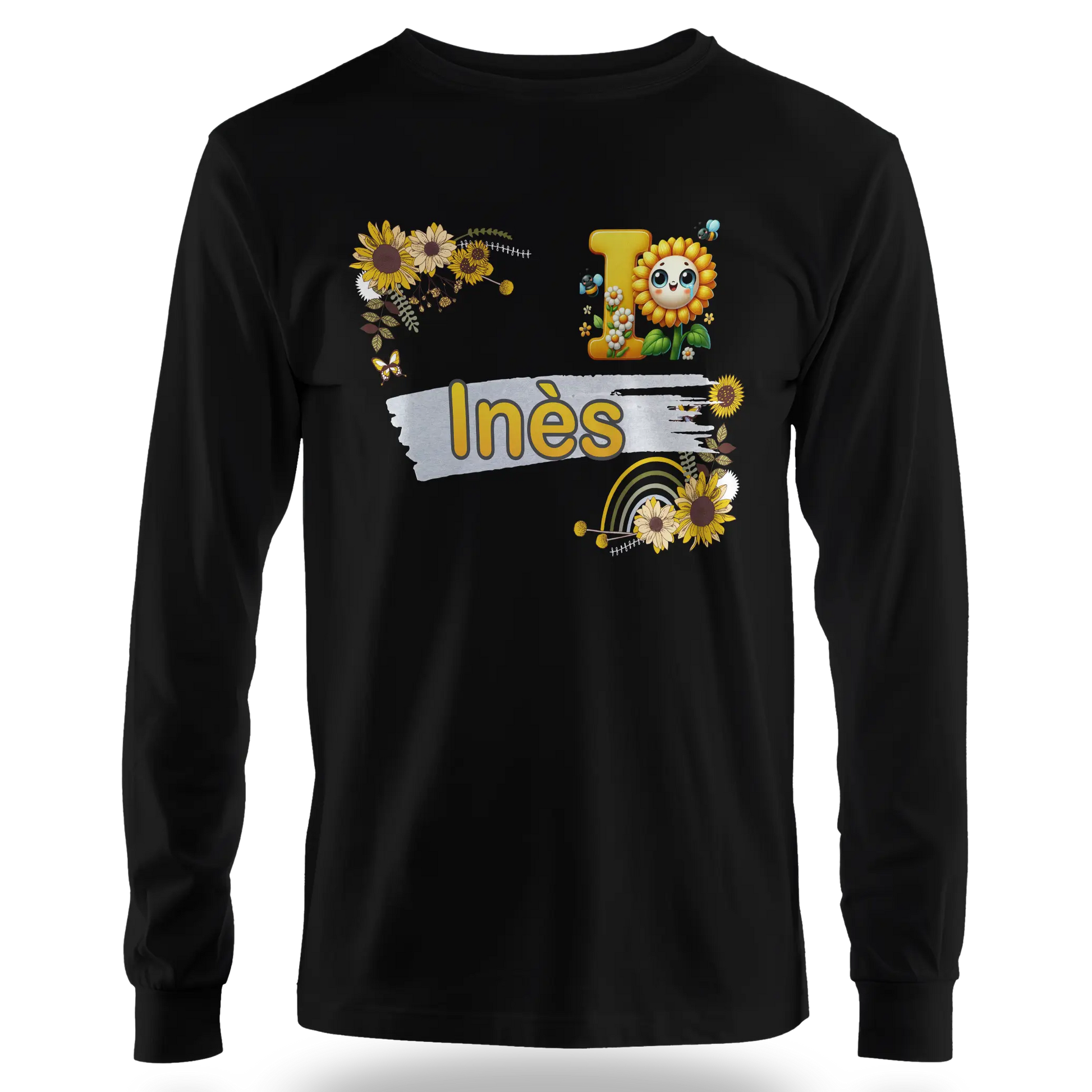 T-Shirt Personnalisé Tournesol avec Motif Visage - Prénom et Initiale - MiniLook