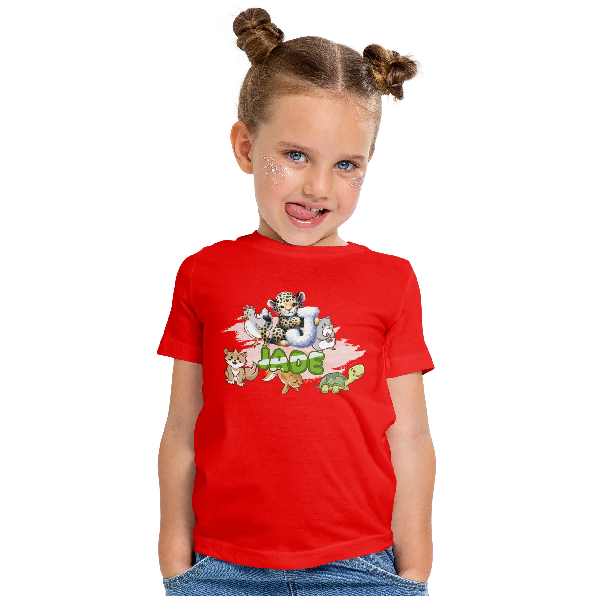 T-shirt personnalisé pour bébé avec police d'animaux et dessin animé pour fille - Initiale et prénom - MiniLook