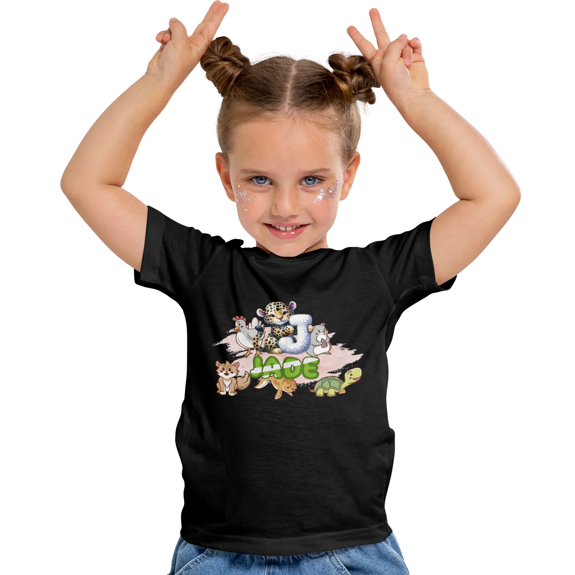 T-shirt personnalisé pour bébé avec police d'animaux et dessin animé pour fille - Initiale et prénom - MiniLook