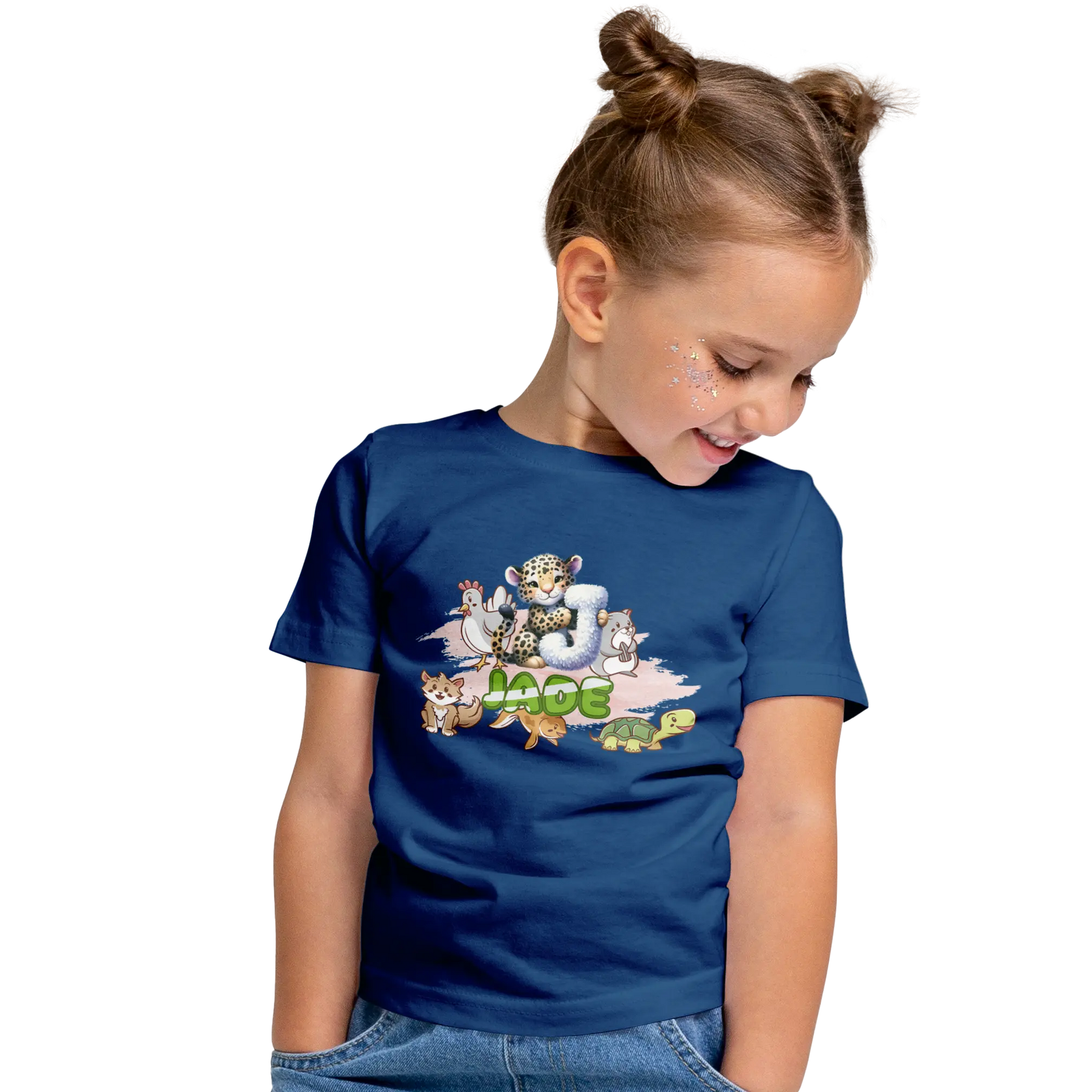 T-shirt personnalisé pour bébé avec police d'animaux et dessin animé pour fille - Initiale et prénom - MiniLook