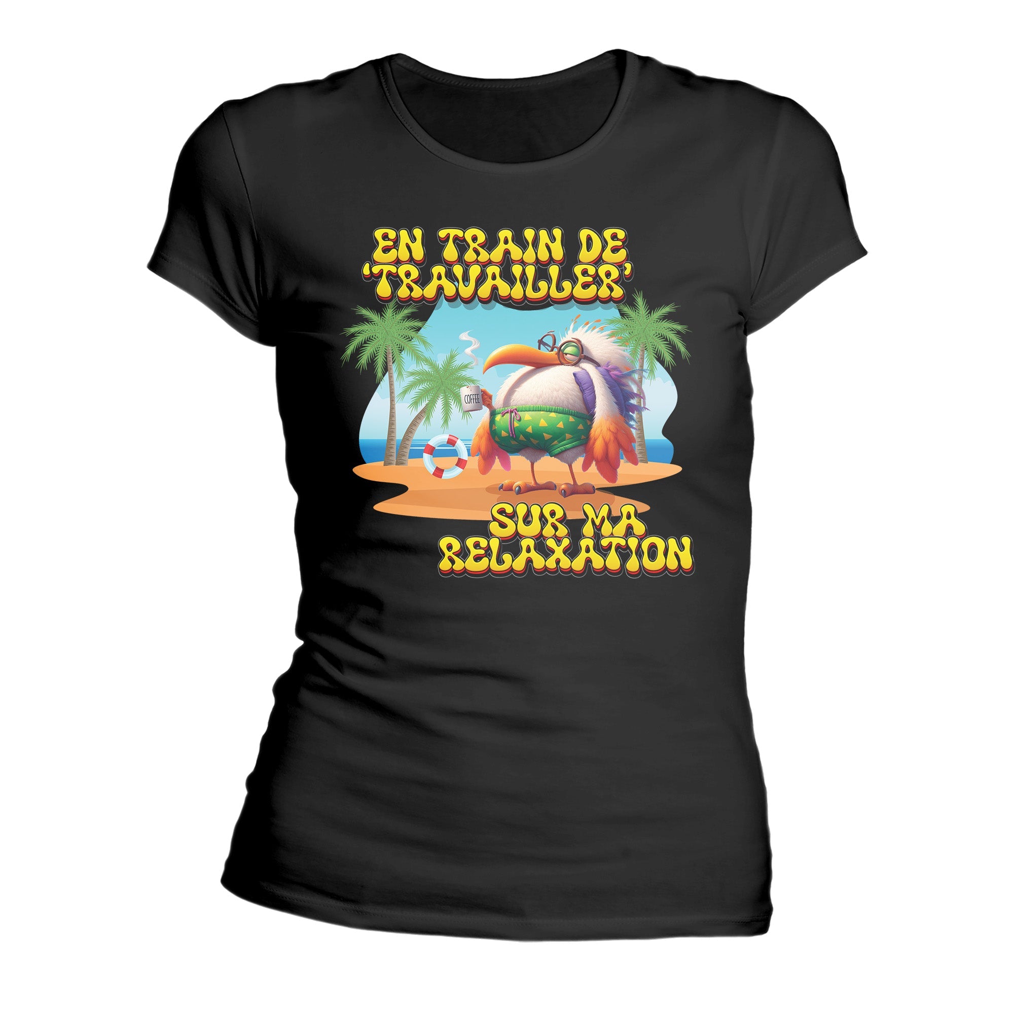 T-Shirt Design Humour Personnalisé - En train de ‘travailler’… sur ma relaxation - MiniLook