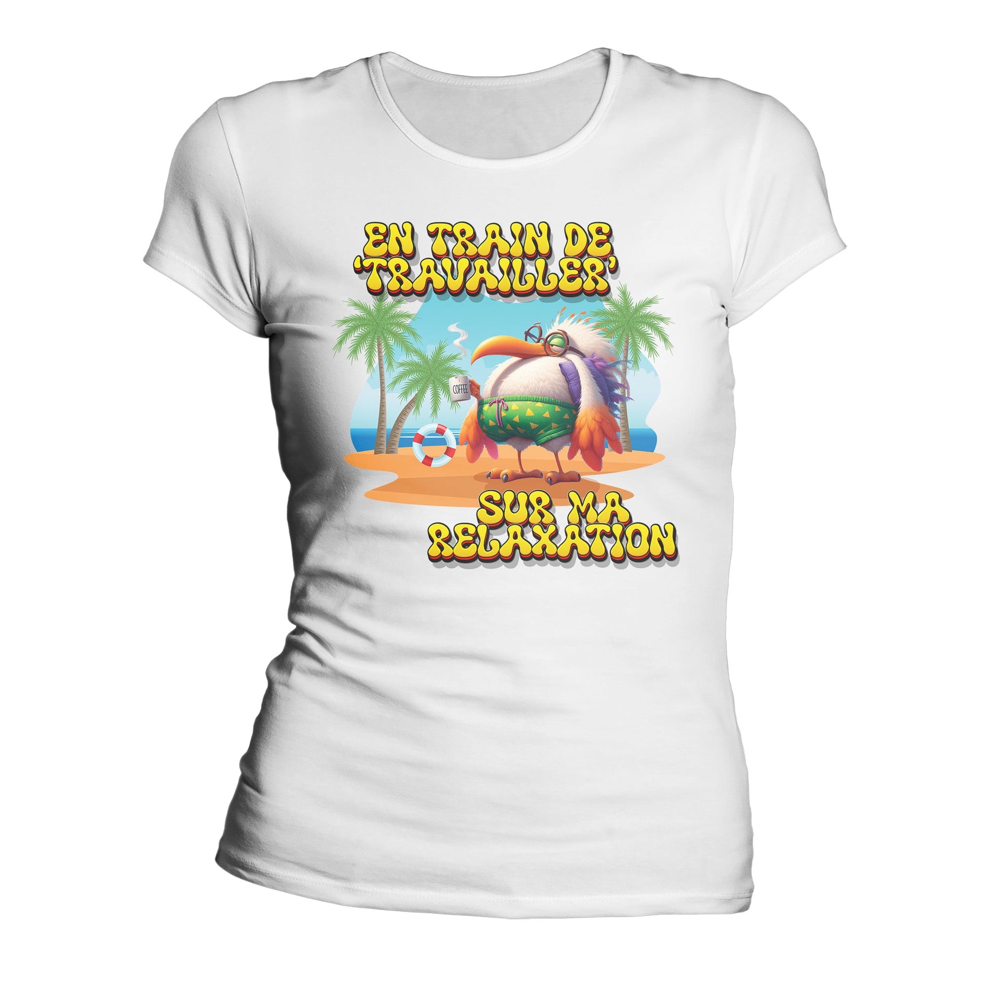 T-Shirt Design Humour Personnalisé - En train de ‘travailler’… sur ma relaxation - MiniLook