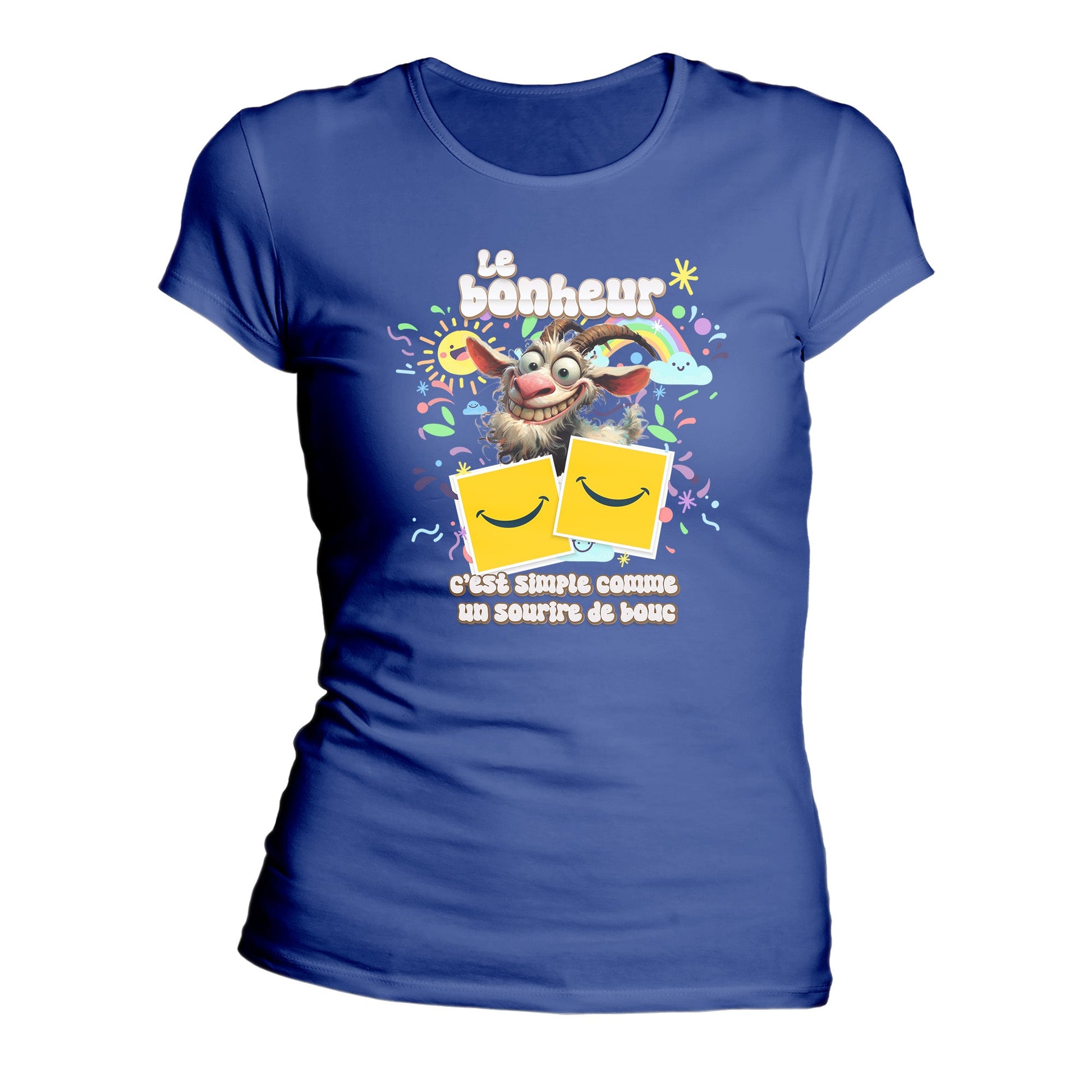 T-Shirt Design Humour Personnalisé - Le bonheur, c’est simple comme un sourire de bouc - MiniLook