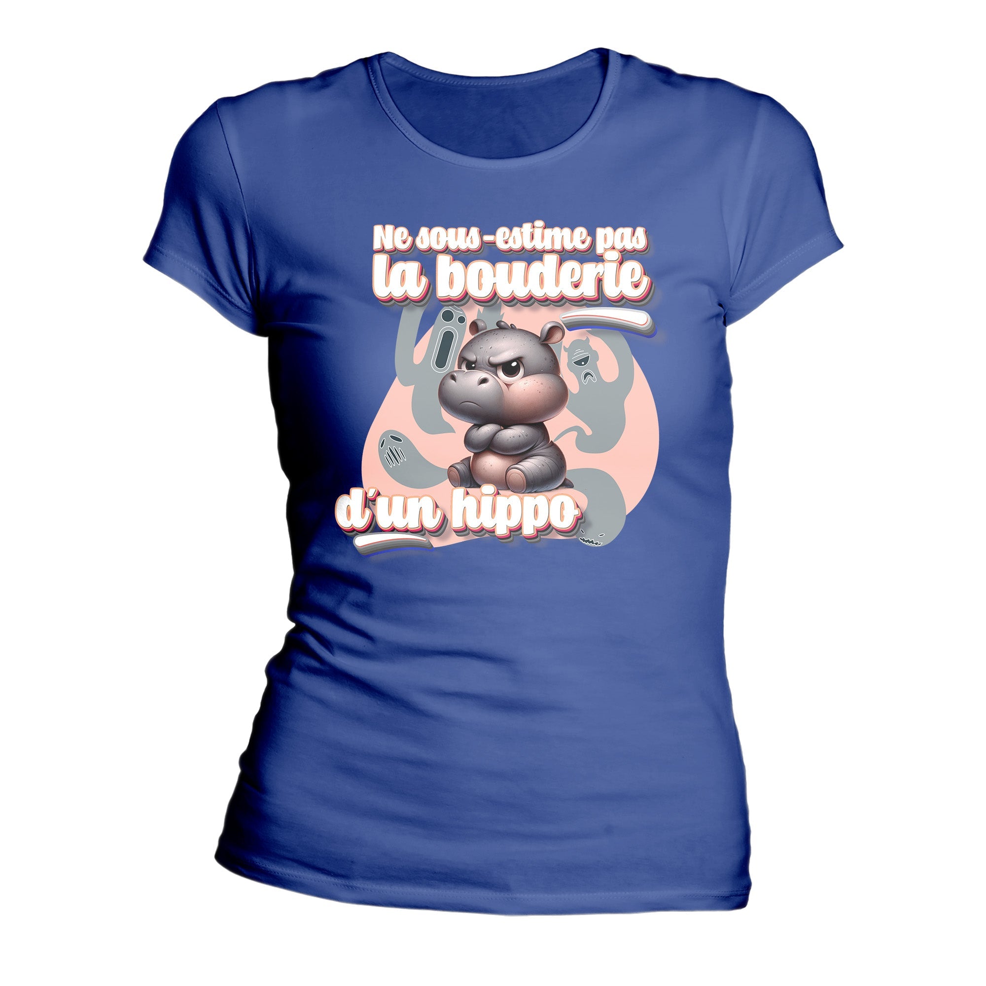 T-Shirt Design Humour Personnalisé - Ne sous - estime pas la bouderie d'un hippo - MiniLook