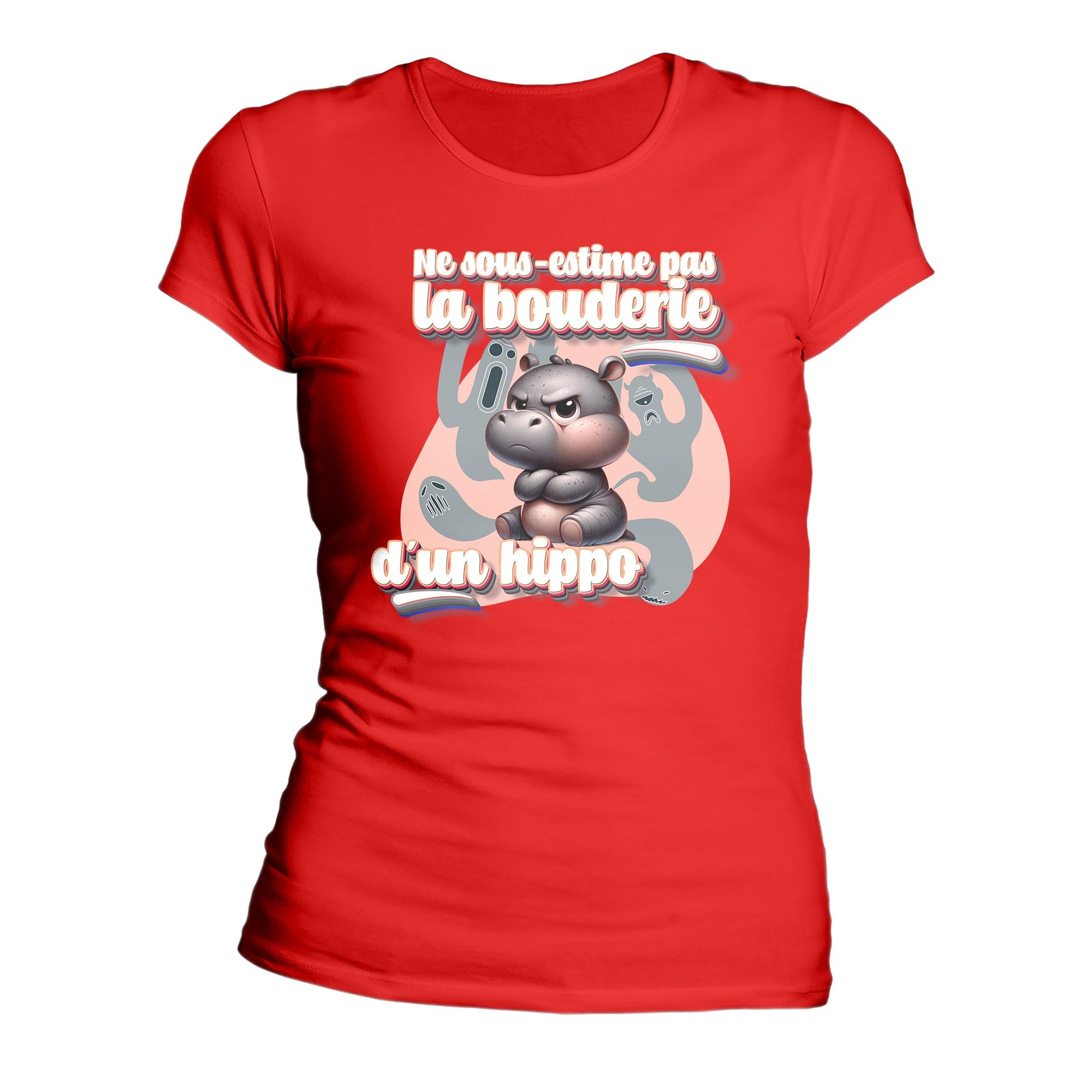 T-Shirt Design Humour Personnalisé - Ne sous - estime pas la bouderie d'un hippo - MiniLook