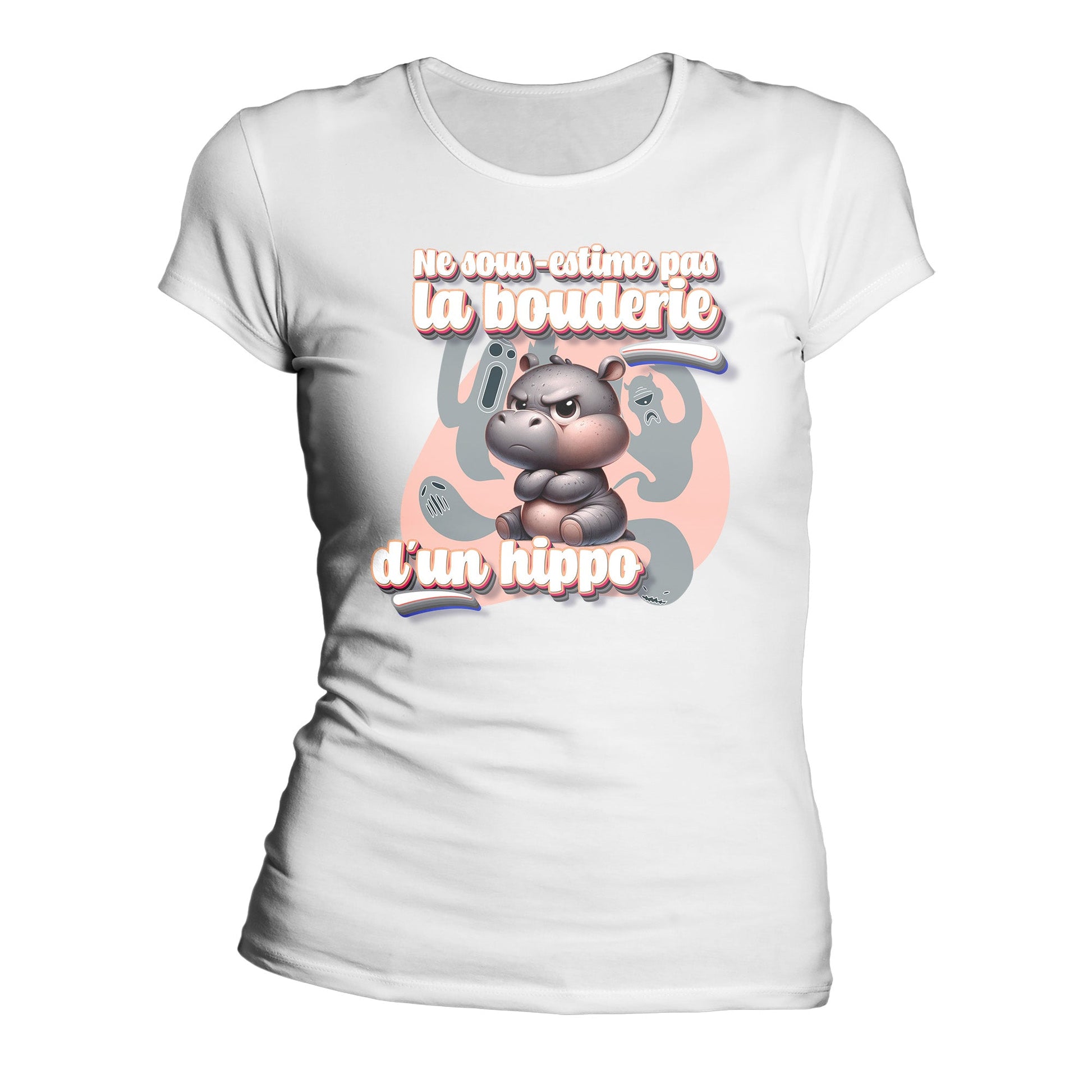 T-Shirt Design Humour Personnalisé - Ne sous - estime pas la bouderie d'un hippo - MiniLook