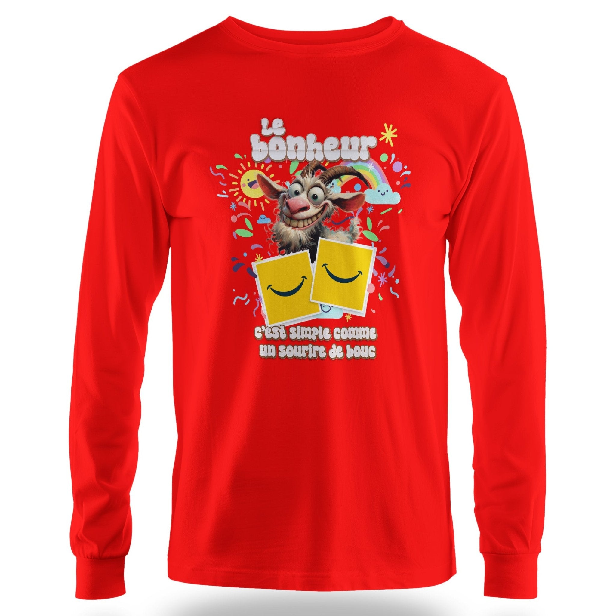 T-shirt humoristique Le bonheur, c’est simple comme un sourire de bouc - MiniLook