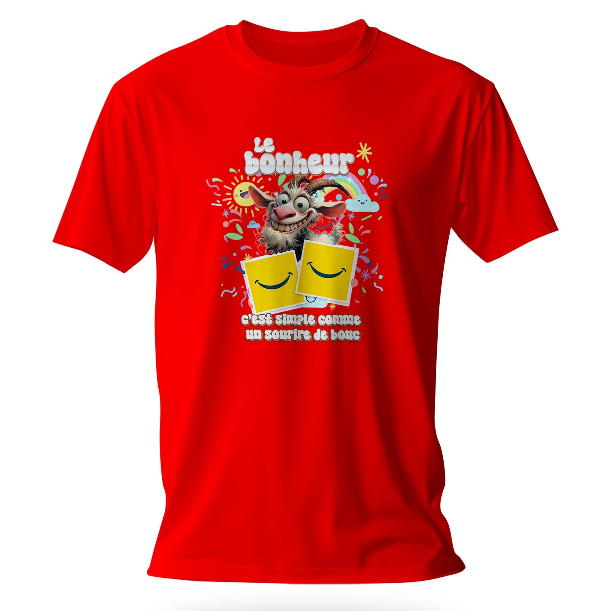 T-shirt humoristique Le bonheur, c’est simple comme un sourire de bouc - MiniLook