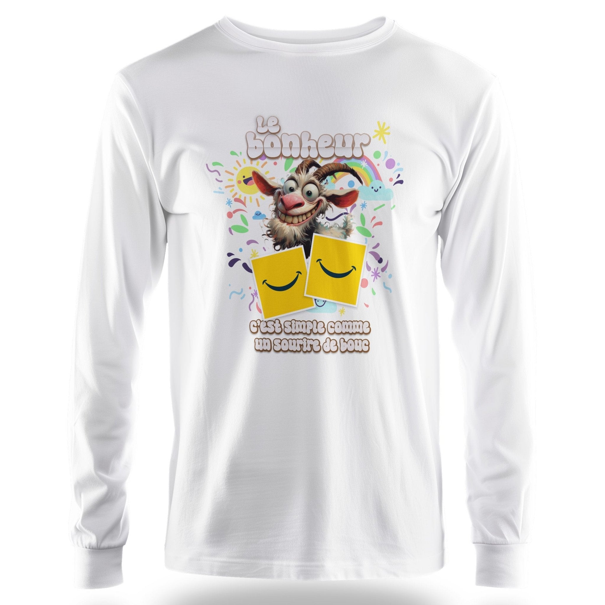 T-shirt humoristique Le bonheur, c’est simple comme un sourire de bouc - MiniLook