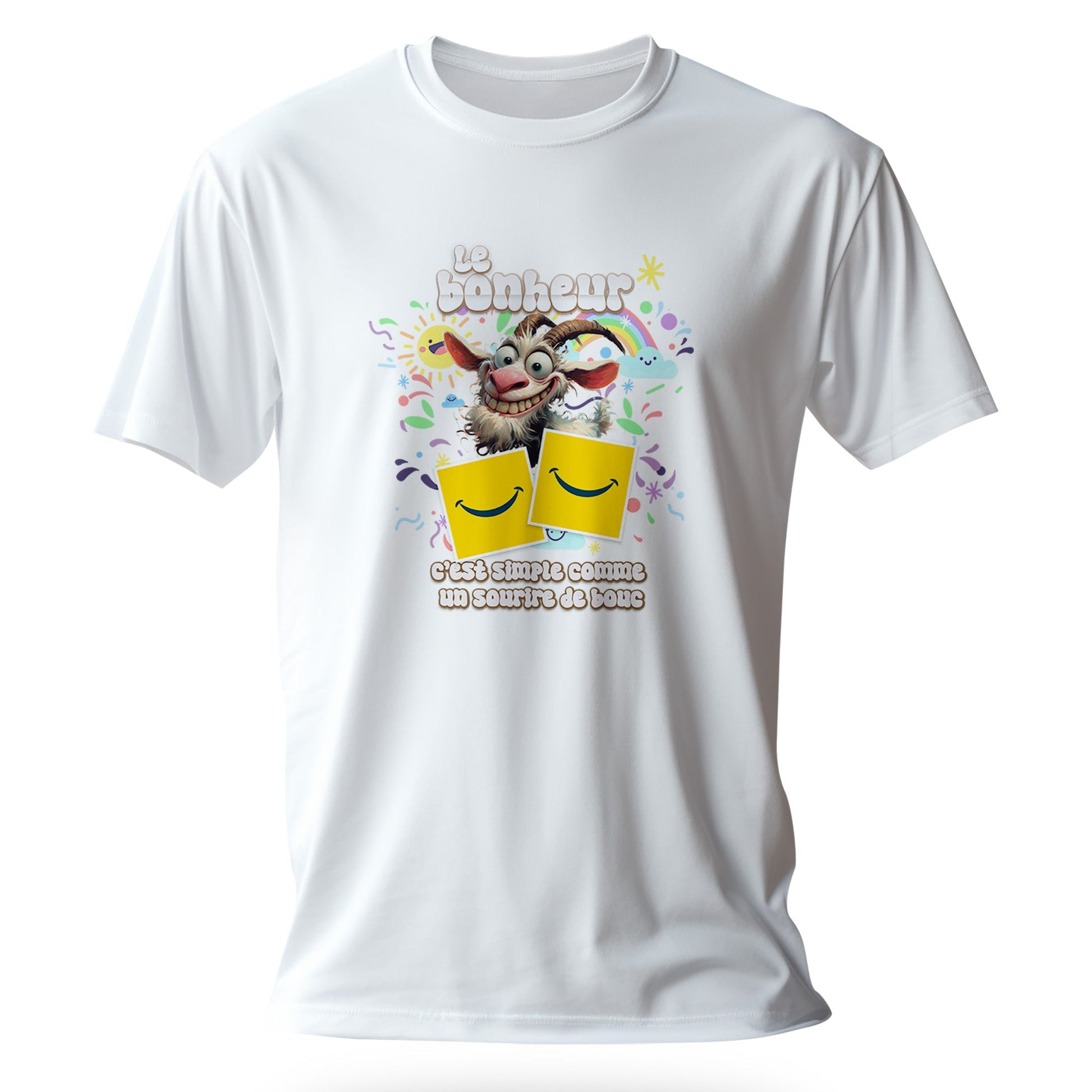 T-shirt humoristique Le bonheur, c’est simple comme un sourire de bouc - MiniLook