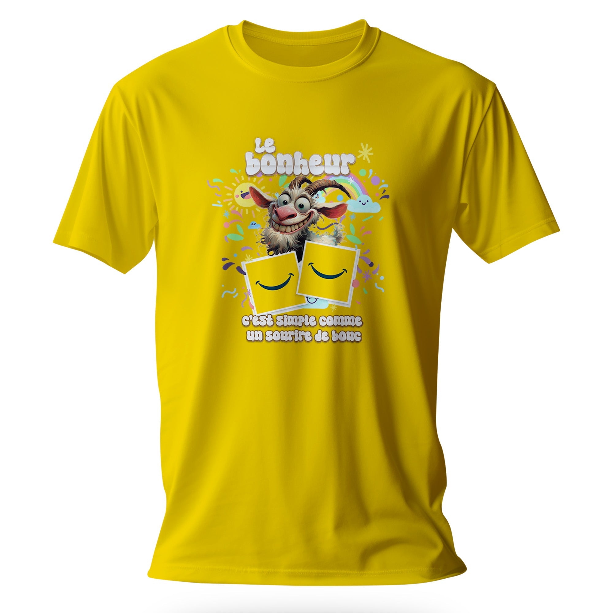 T-shirt humoristique Le bonheur, c’est simple comme un sourire de bouc - MiniLook