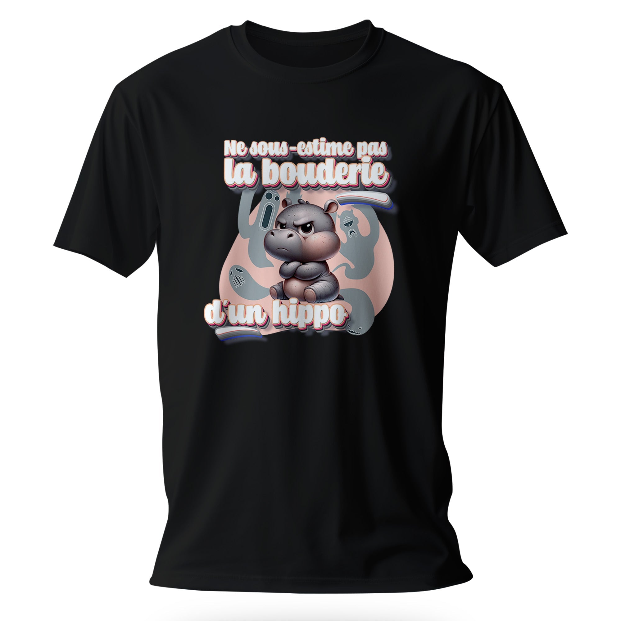 T-shirt humoristique Ne sous - estime pas la bouderie d’un hippo - MiniLook