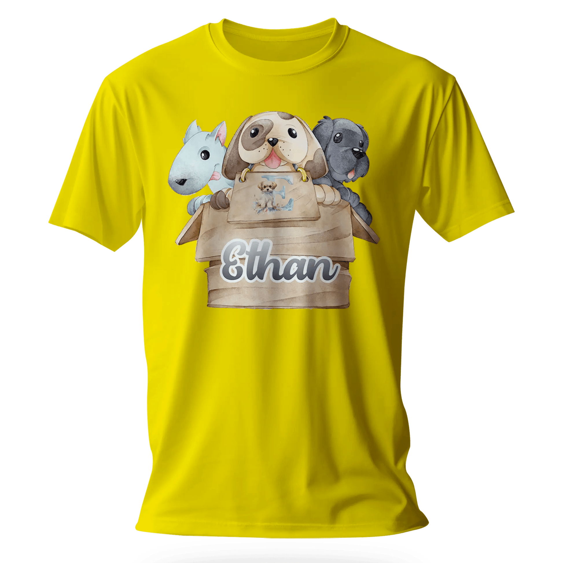 T-Shirt Personnalisé 3 Chiots Out of Box Design - Initiale et Prénom - MiniLook