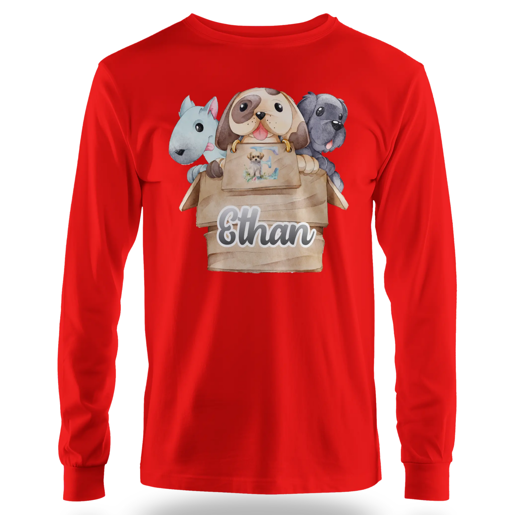 T-Shirt Personnalisé 3 Chiots Out of Box Design - Initiale et Prénom - MiniLook