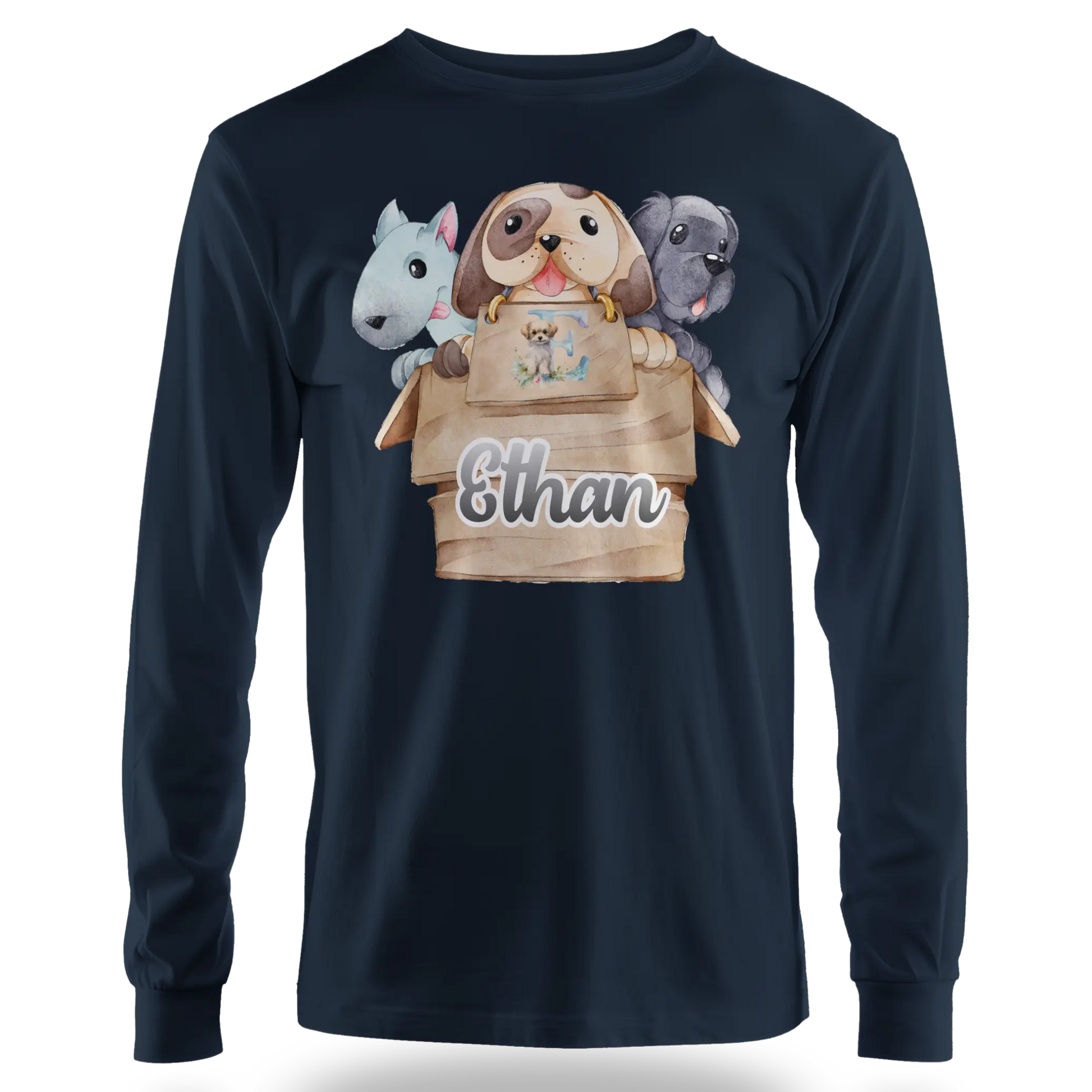 T-Shirt Personnalisé 3 Chiots Out of Box Design - Initiale et Prénom - MiniLook