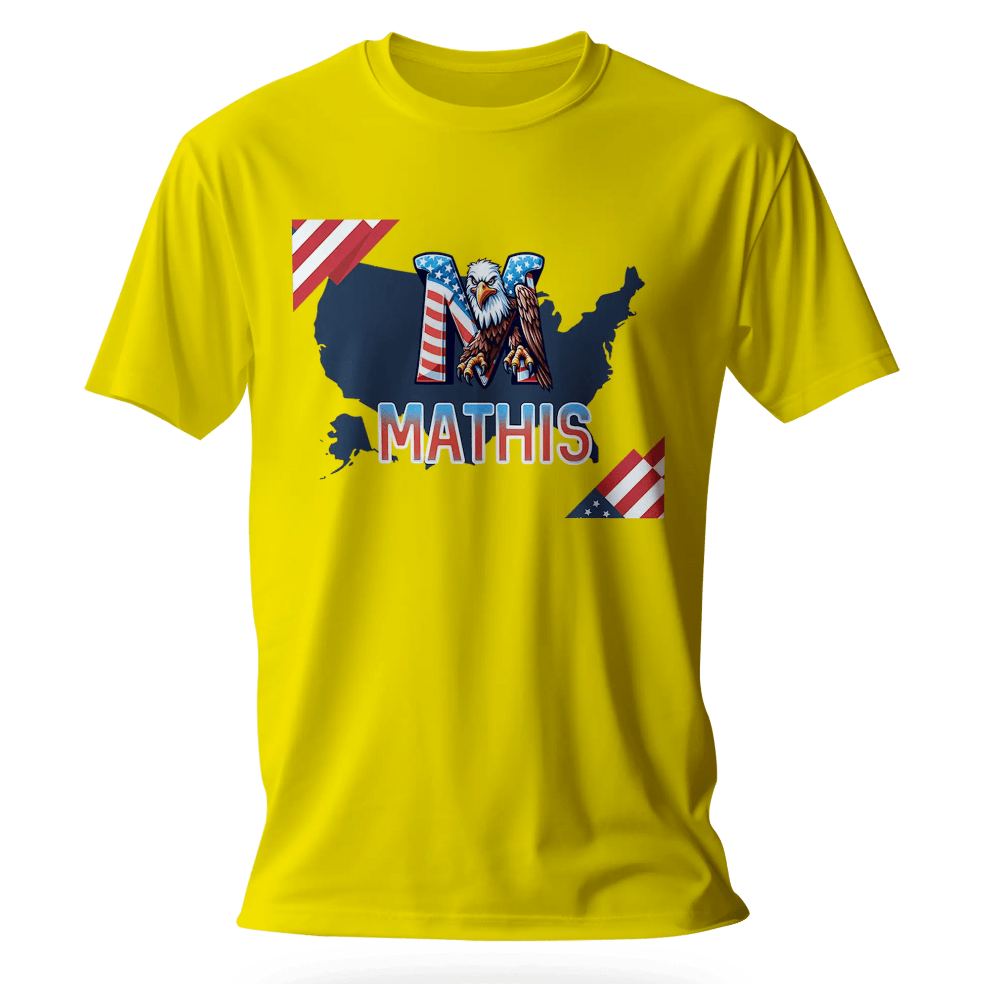 T-Shirt Personnalisé Aigle & Carte USA avec Motif Drapeau - Prénom et Initiale - MiniLook